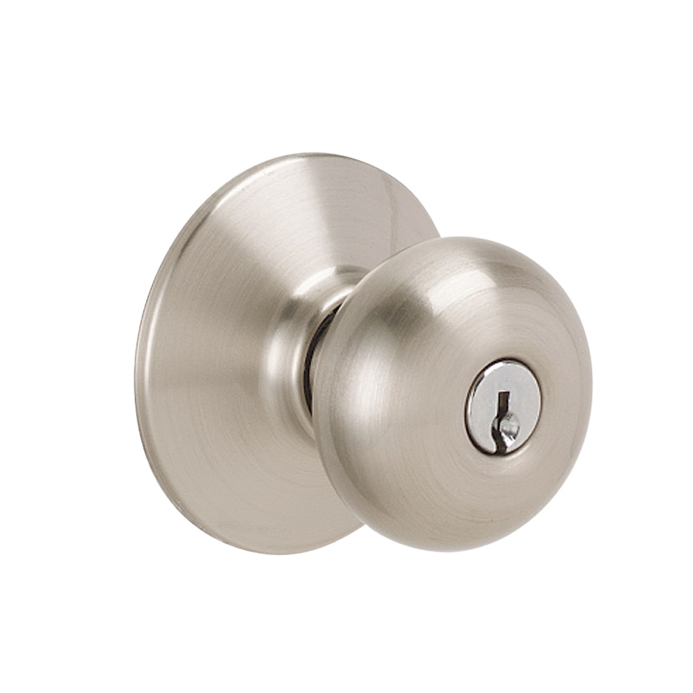 Schlage Plymouth Satin Nickel Exterior Keyed Entry Door Knob in