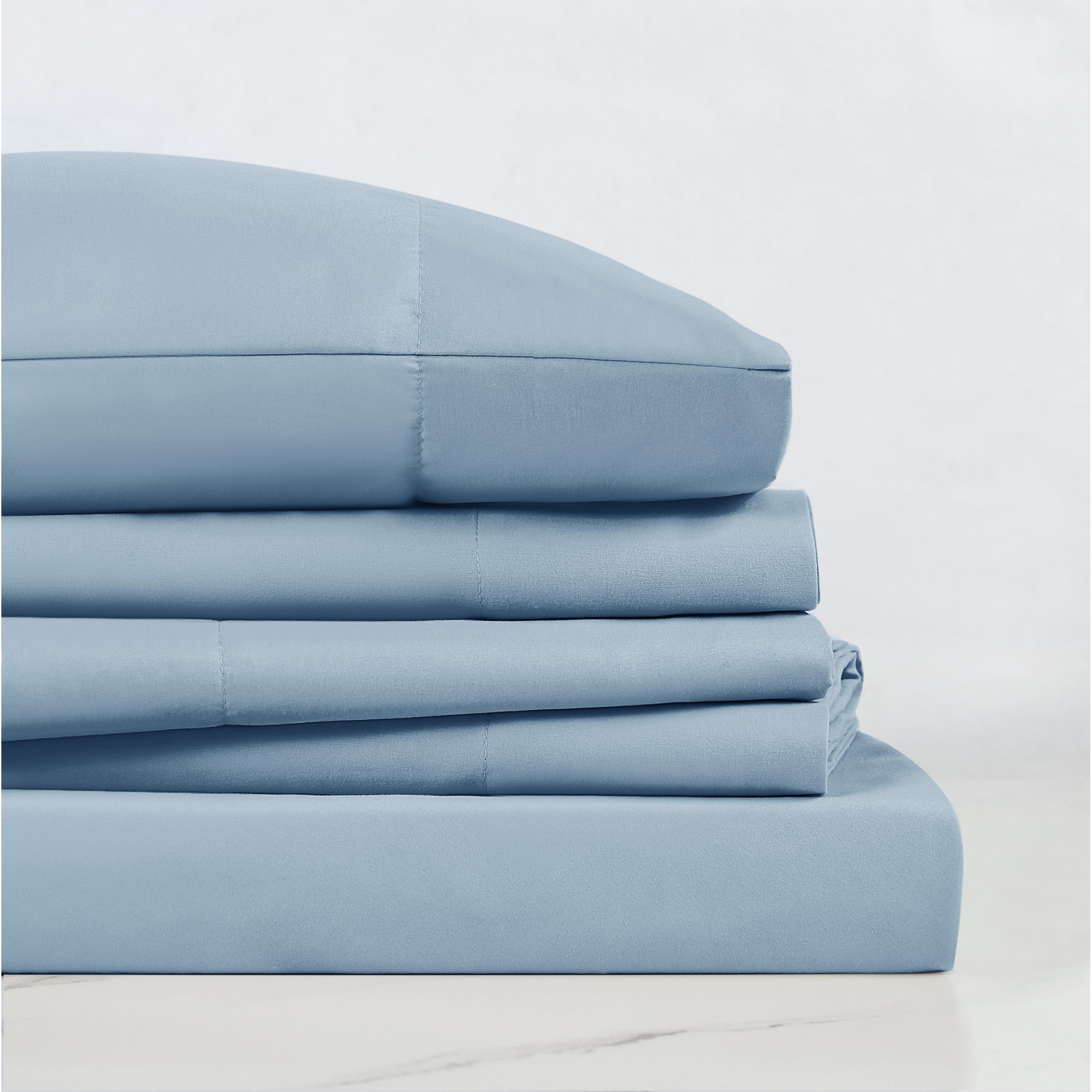 Truly Soft SS1658LBTW-4700 Twin 180 -Thread Count Microfiber Light Blue Bed Sheet Set