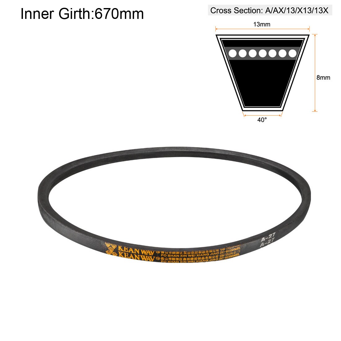 Unique Bargains A27 Drive V-Belts 27 Inch Inner Length 13mm Width