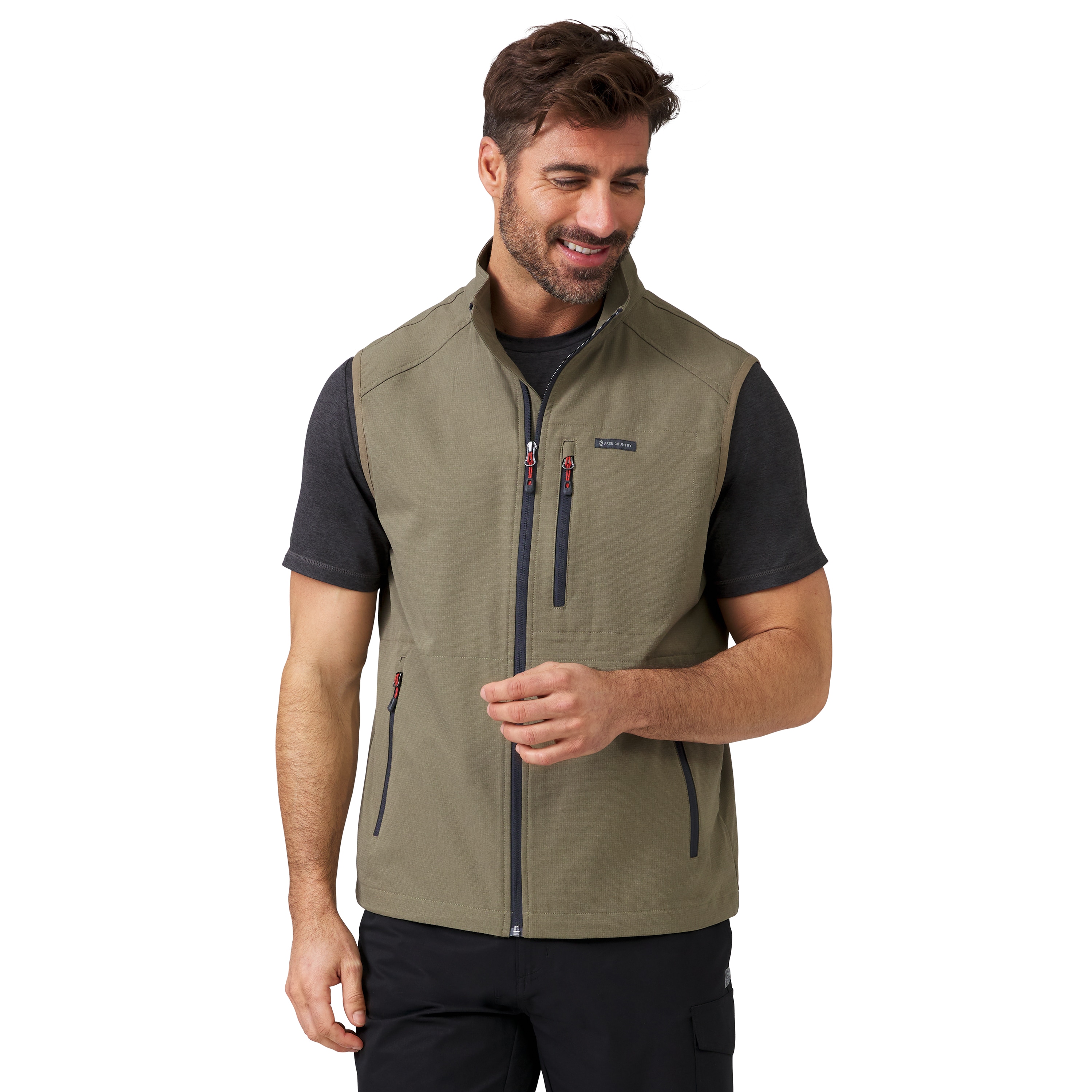 Free Country 397-MOS5611 PUTTY L Men's Brown Polyester Reversible Vest (Large)