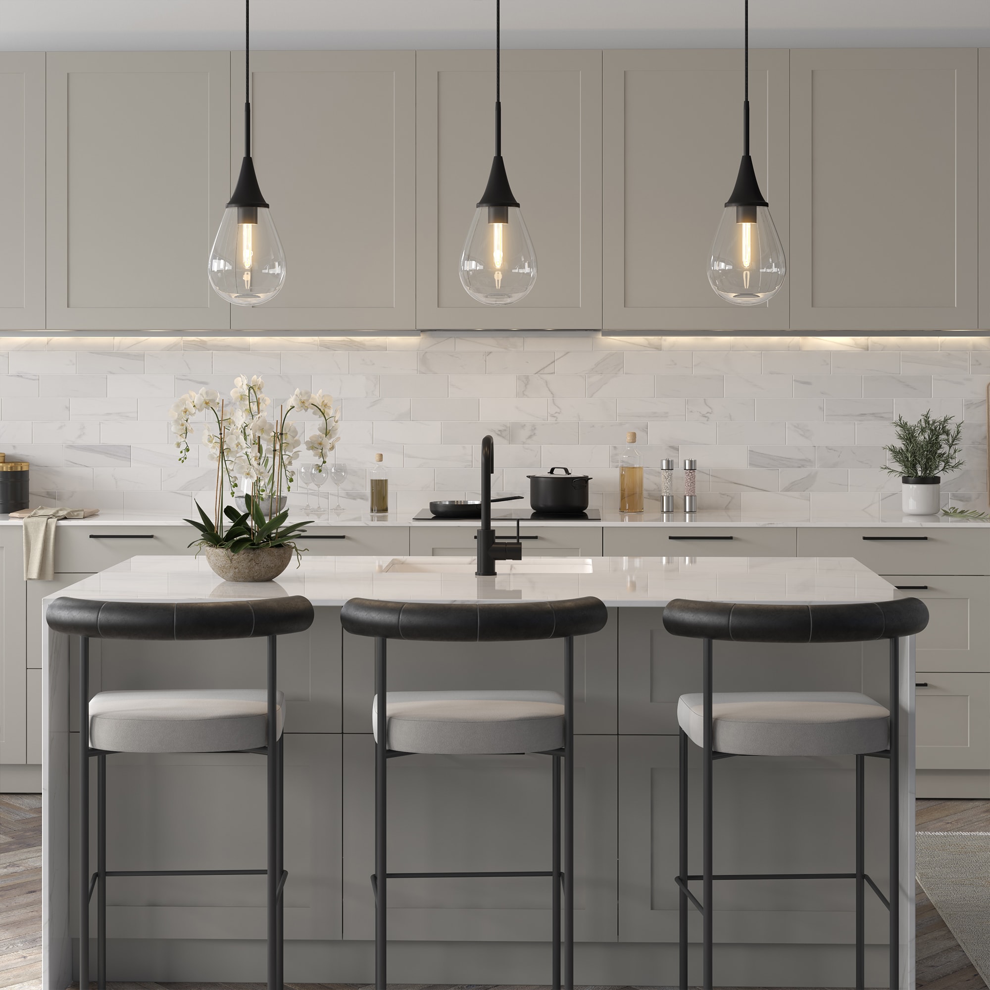 Ambrose Teardrop Glass Pendant with Polished Nickel Base