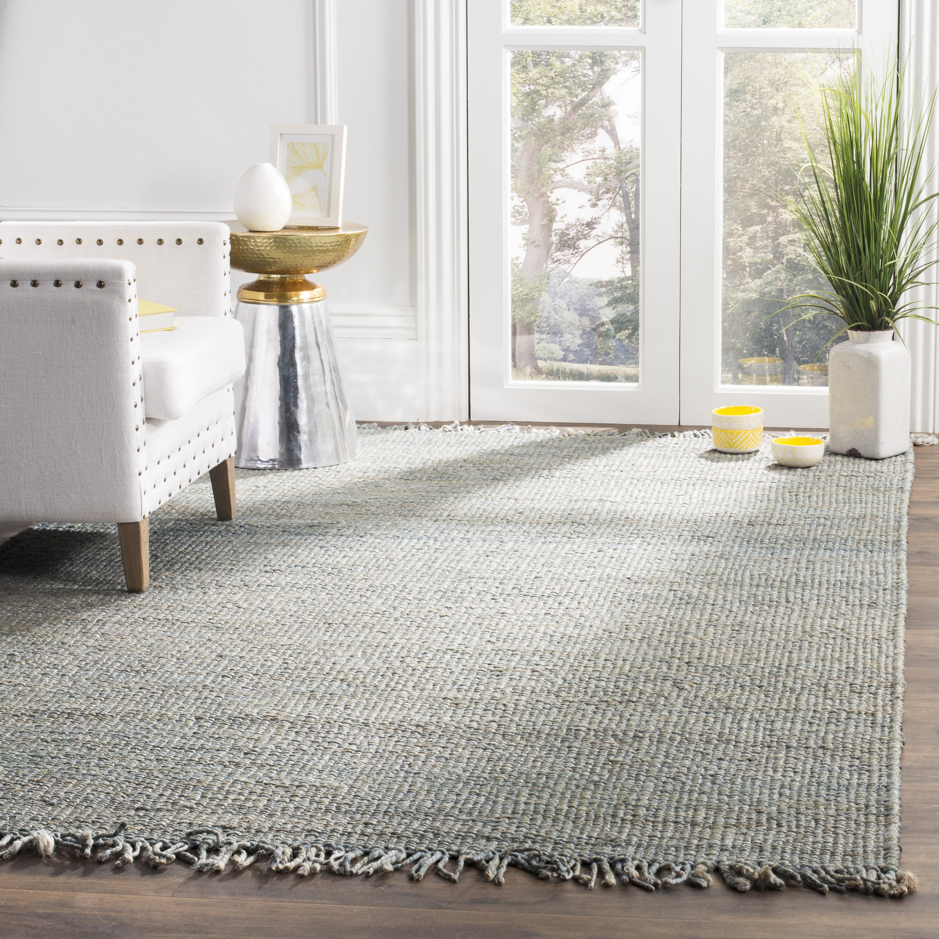 Safavieh NF368E-3 Natural Fiber Baird 3 x 5 (ft) Jute Blue Rectangular Indoor Abstract Throw rug