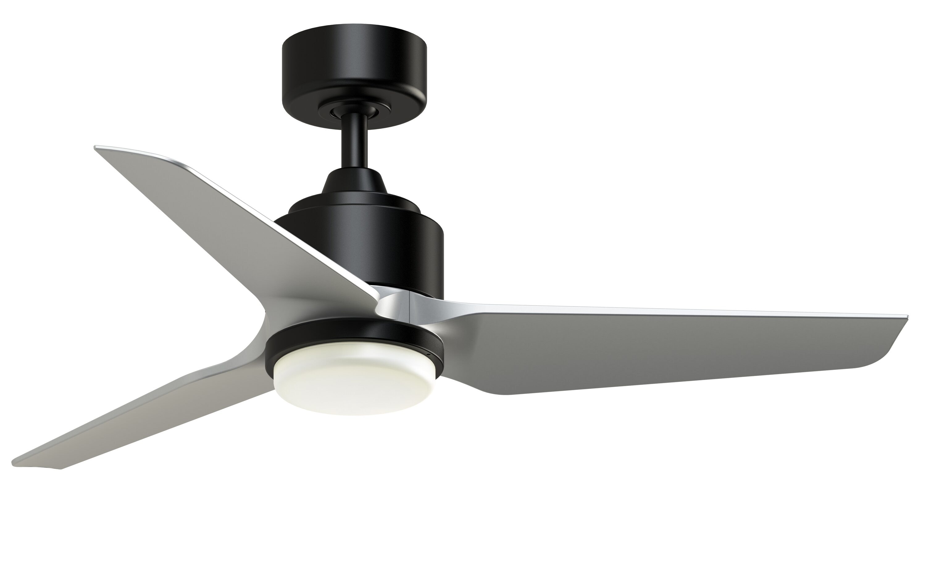 Fanimation FPD8514BLW-44SLW-LK TriAire Custom 44-in Color-Changing Integrated LED Outdoor Smart Black with Silver Blades Propeller Ceiling Fan With Light - Remote Included ( 3 -Blade )
