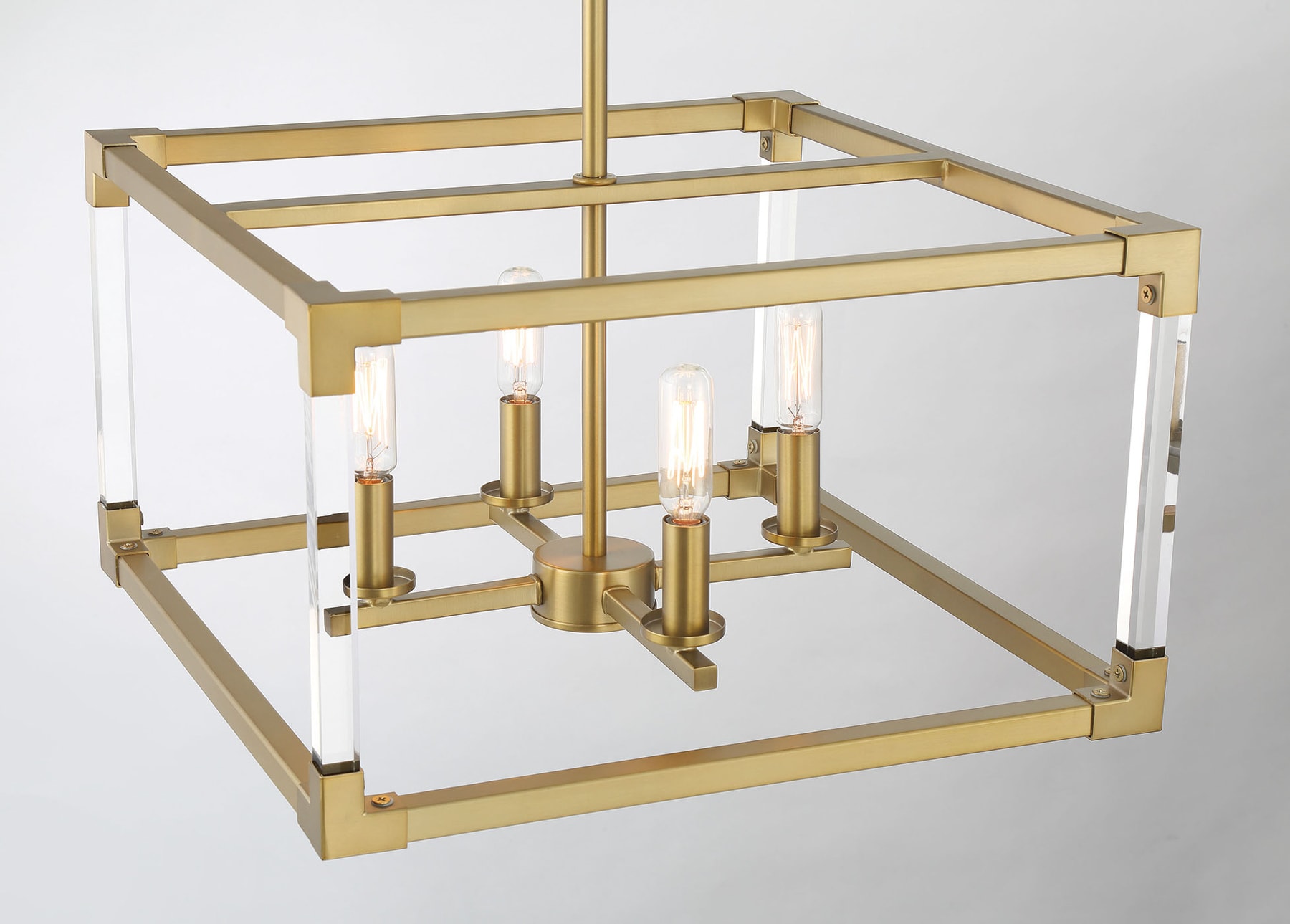 Oro District Soft Brass 4-Light Rectangular Pendant