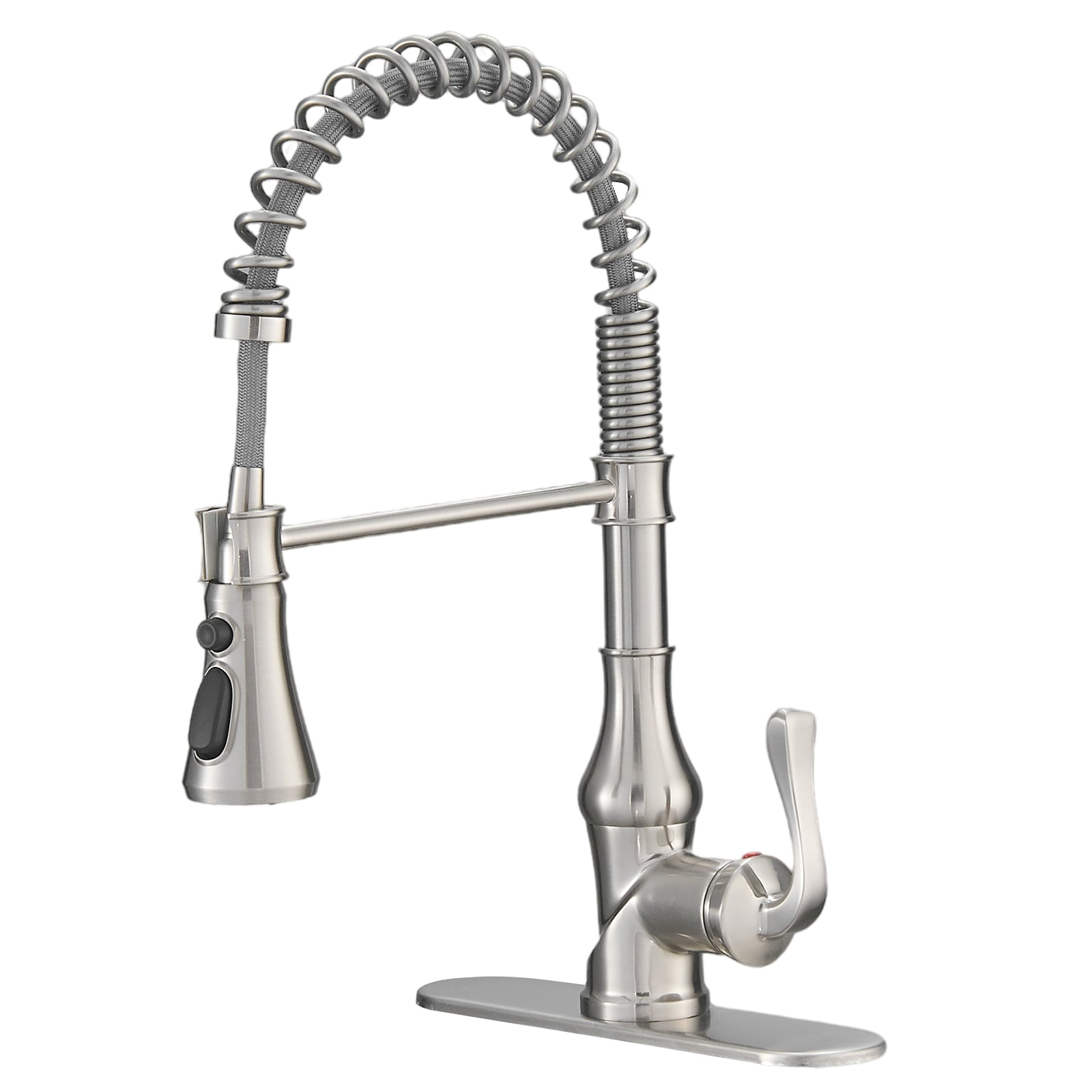 BWE A-94555-N A-94555 Single-Handle Kitchen Faucet Brushed Nickel Single Handle Deck-mount Pull-down Kitchen Faucet with Sprayer ( Deck Plate Included )