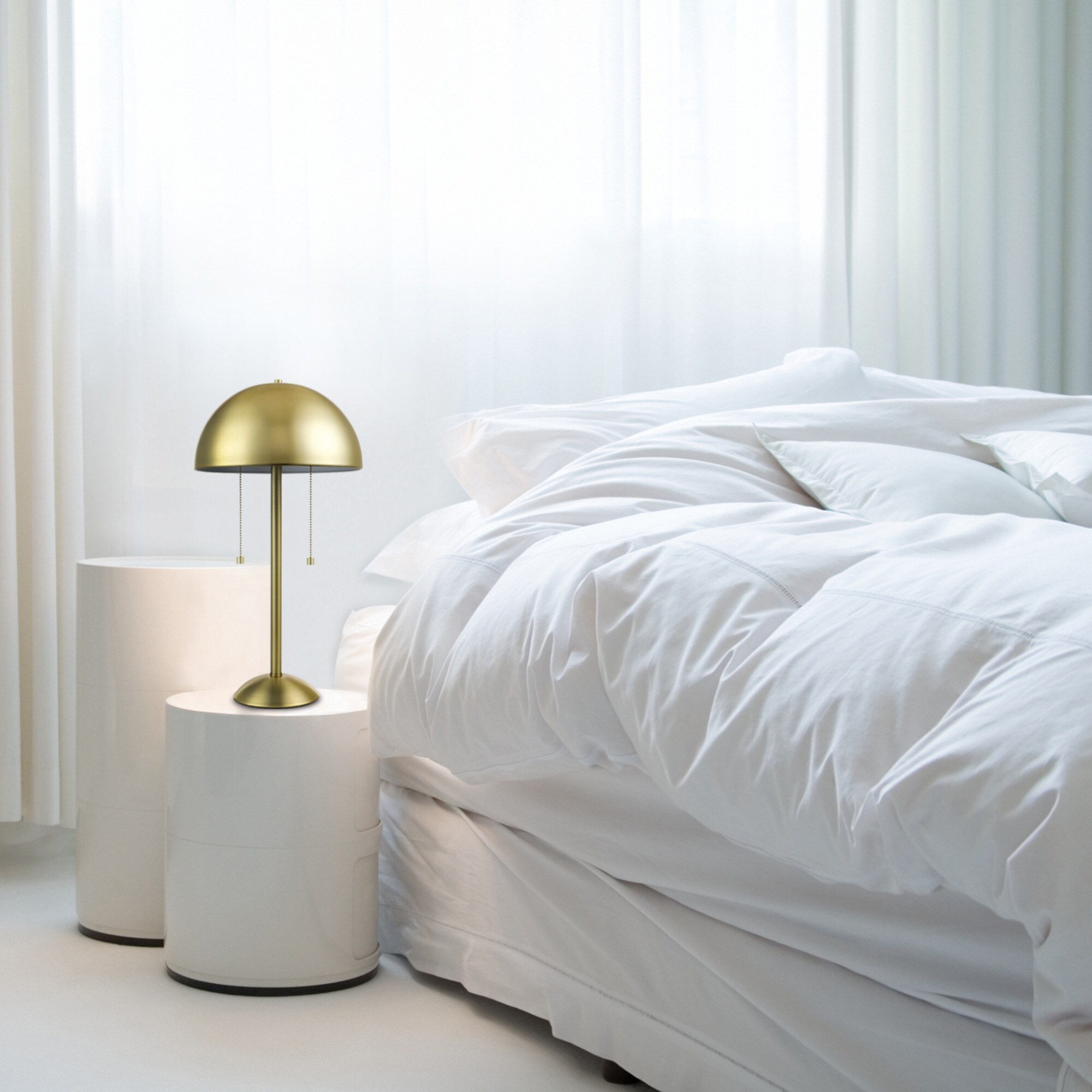 Brass Dome Shade 21" 2-Light Table Lamp