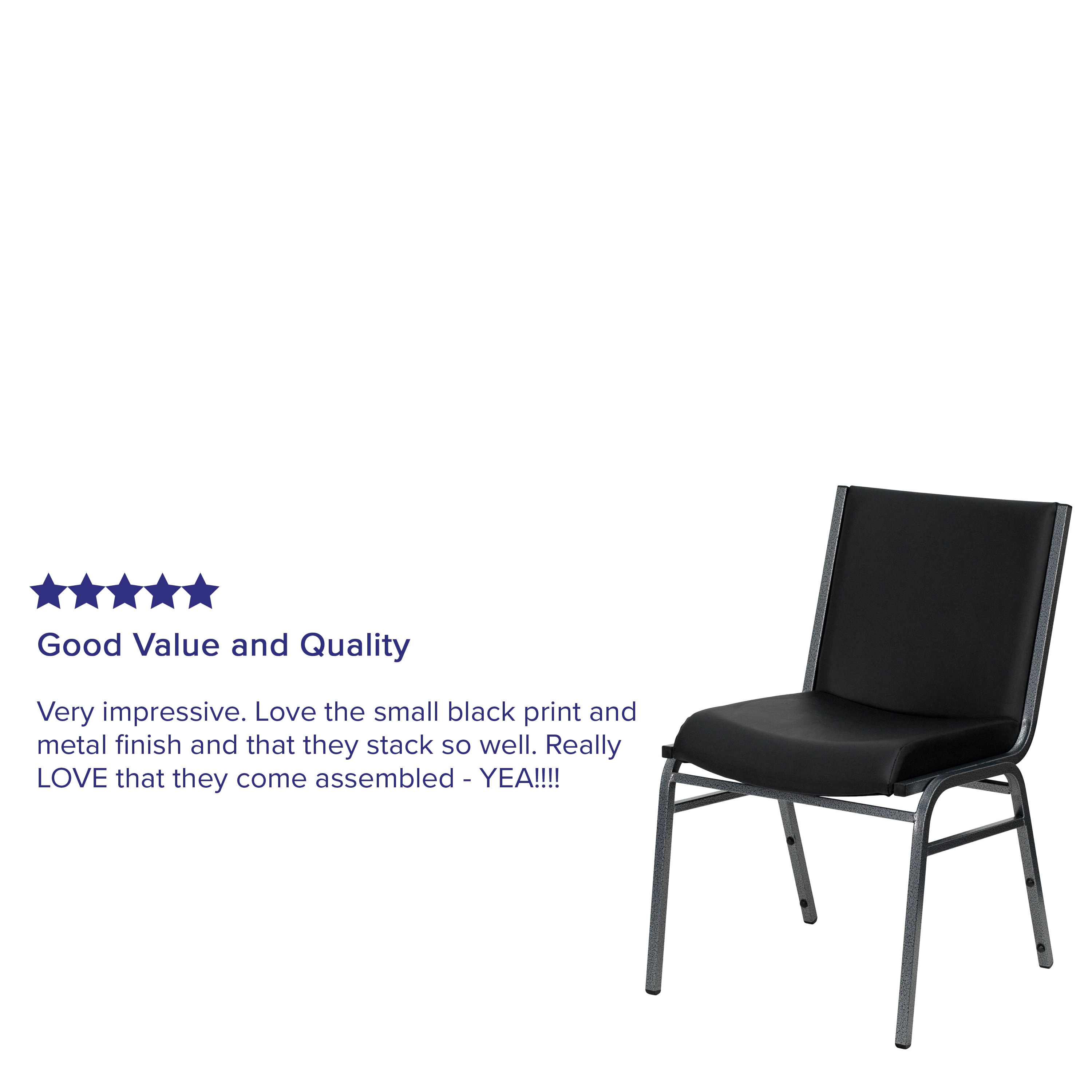 Hercules Series Contemporary Black Vinyl Metal Stack Chair