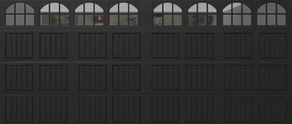 Wayne Dalton 8300SNMABLCSDI167 Classic Steel Model 8300 16-ft x 7-ft Insulated Black Double Garage Door with Windows