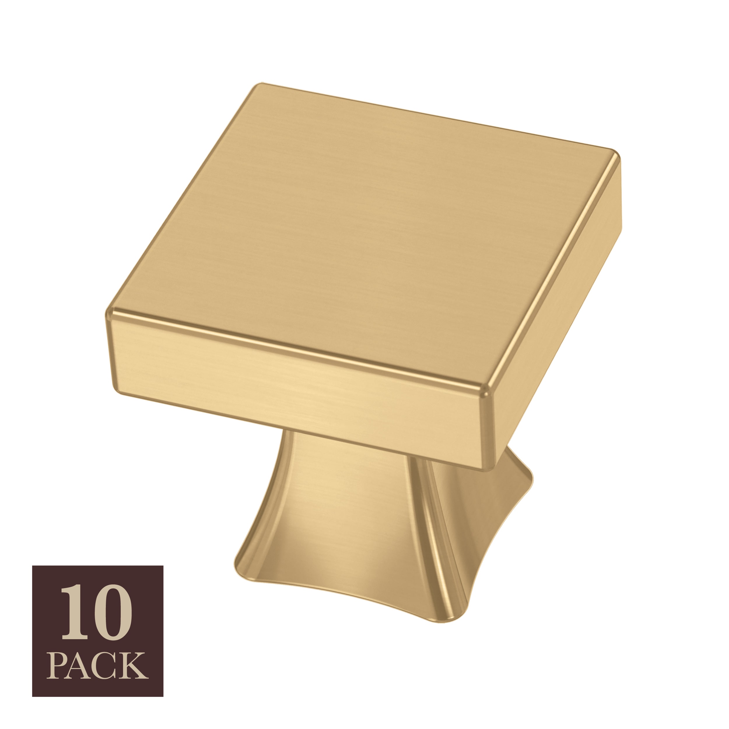 allen + roth P43421W-117-K1 Margaret 1-in Brushed Brass Square Cabinet Knob 10 -Pack