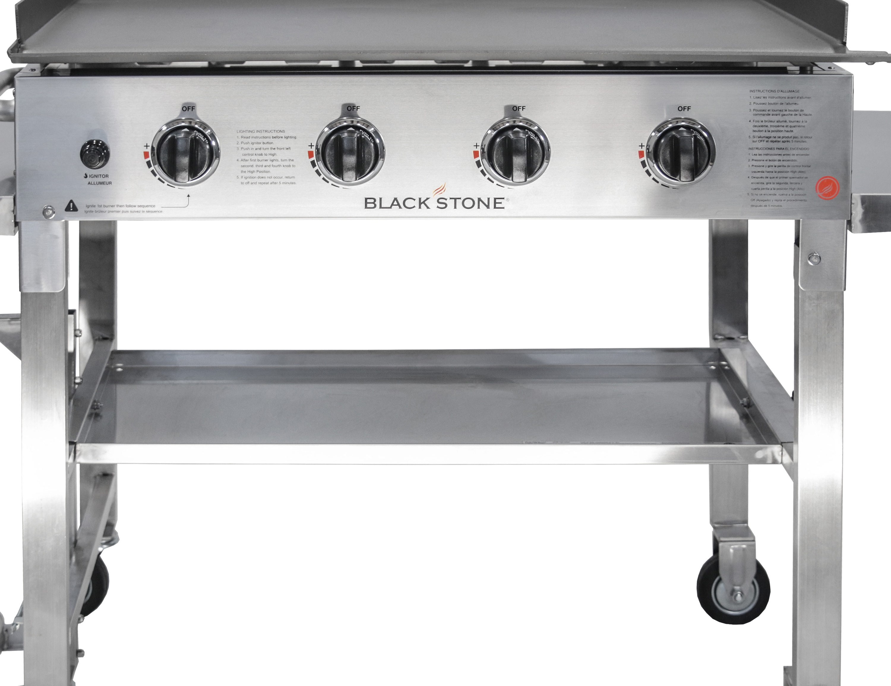 WoodEze 4-Burner Flat Top Griddle GAS Grill - Black and Stainless Steel