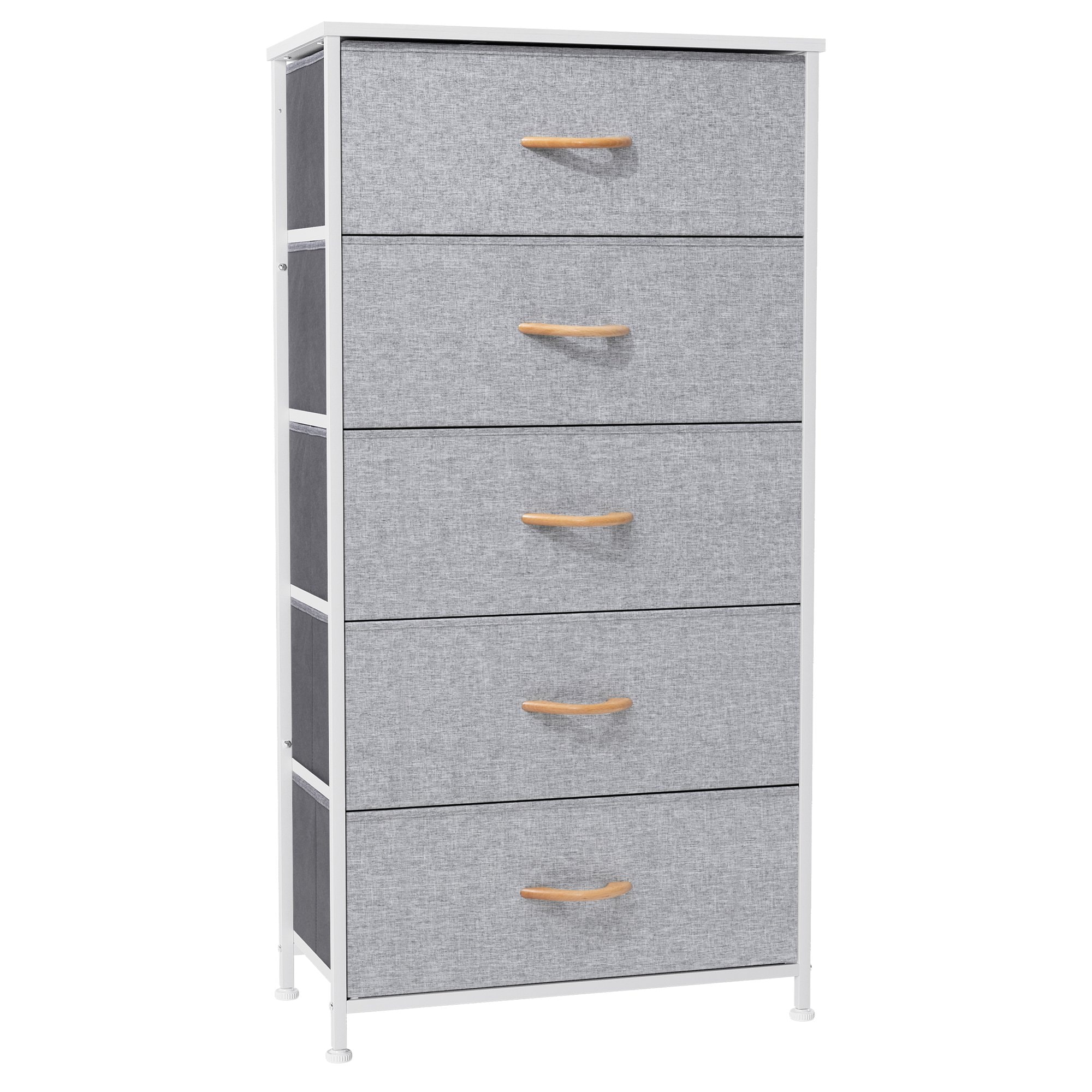 CloudFly CL-HD017LGY Dresser storage tower Light Gray 5 -Drawer Combo dresser