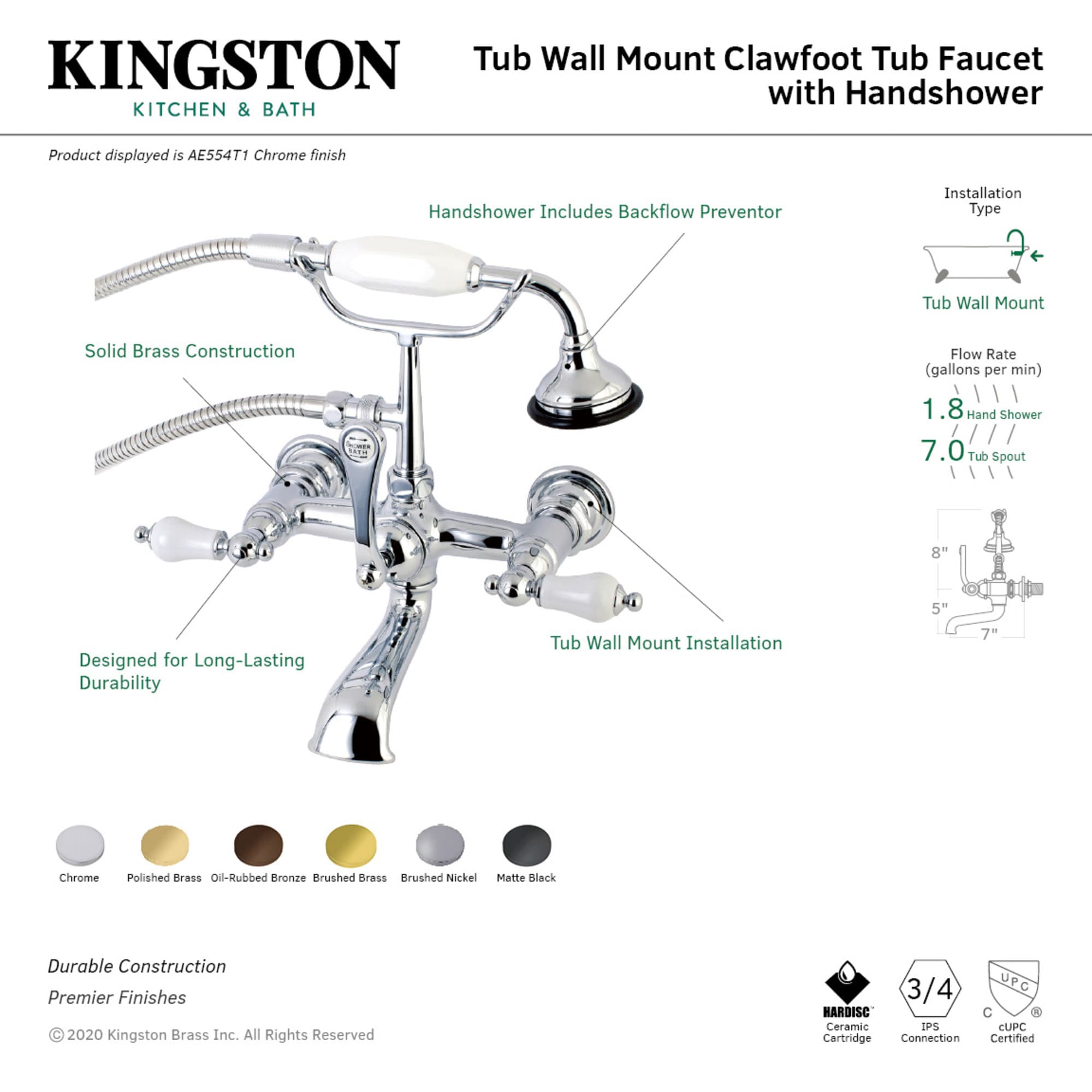 Kingston Brass WLAE554T1 Roman-Tub-Faucets - View #3
