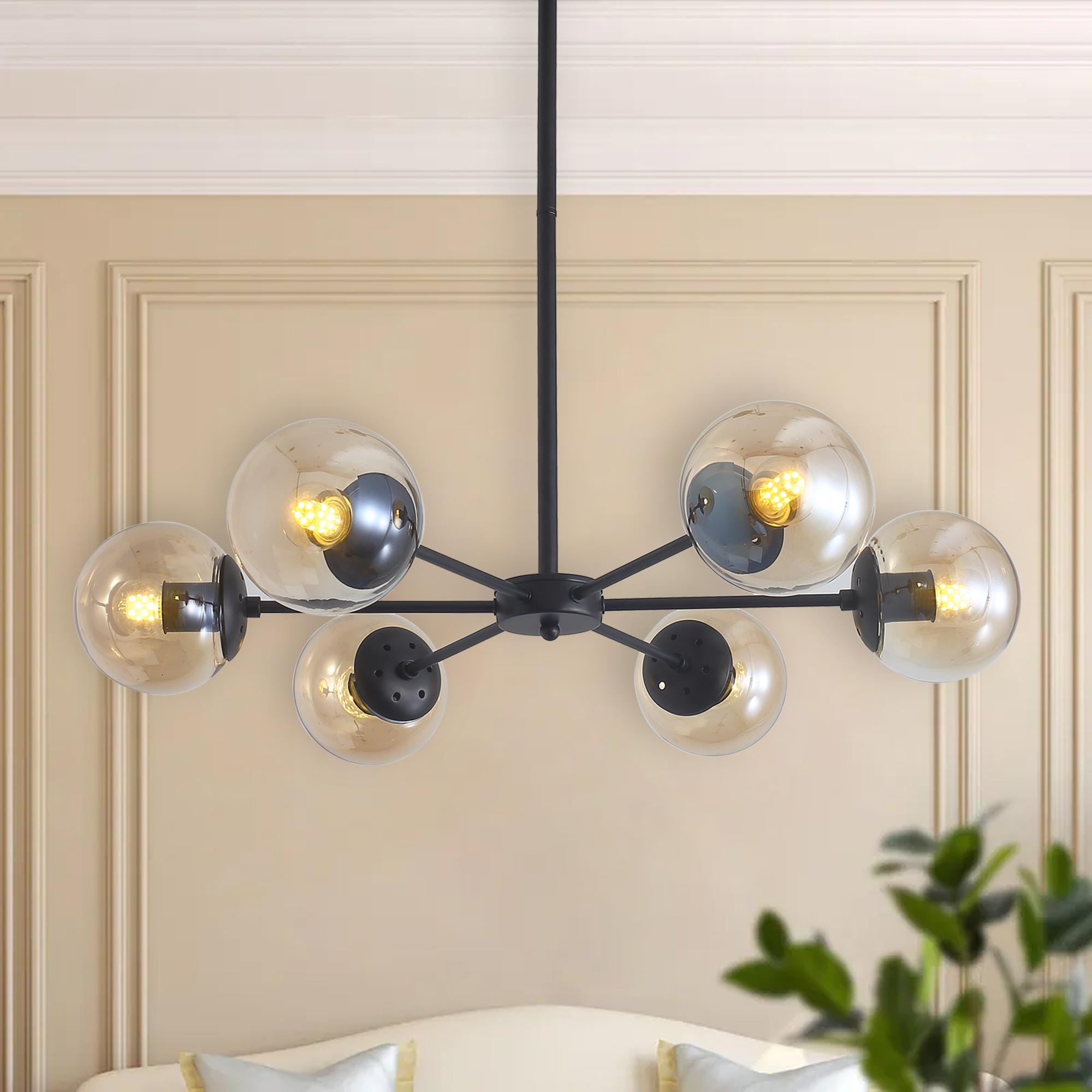 Bayfeve BFMH-8776 Modern Chandelier 5 -Light Black Modern/contemporary For Use in Bedrooms, Dining Rooms, Foyers, Kitchens, Living Rooms Chandelier
