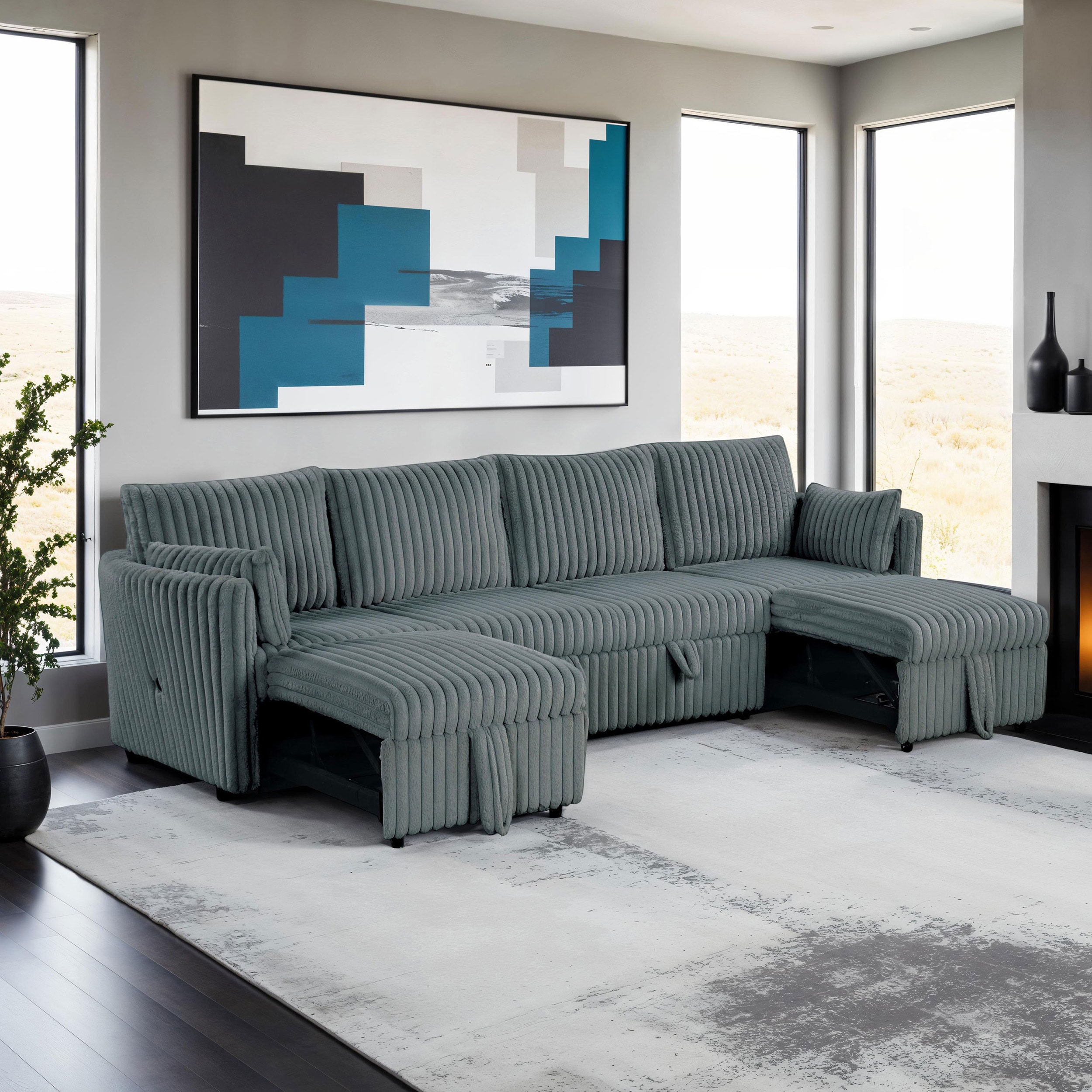 Furniture of America IDFSL64002DG-SF Cindi 85-in Modern Dark Gray Chenille 3 -seater Sofa