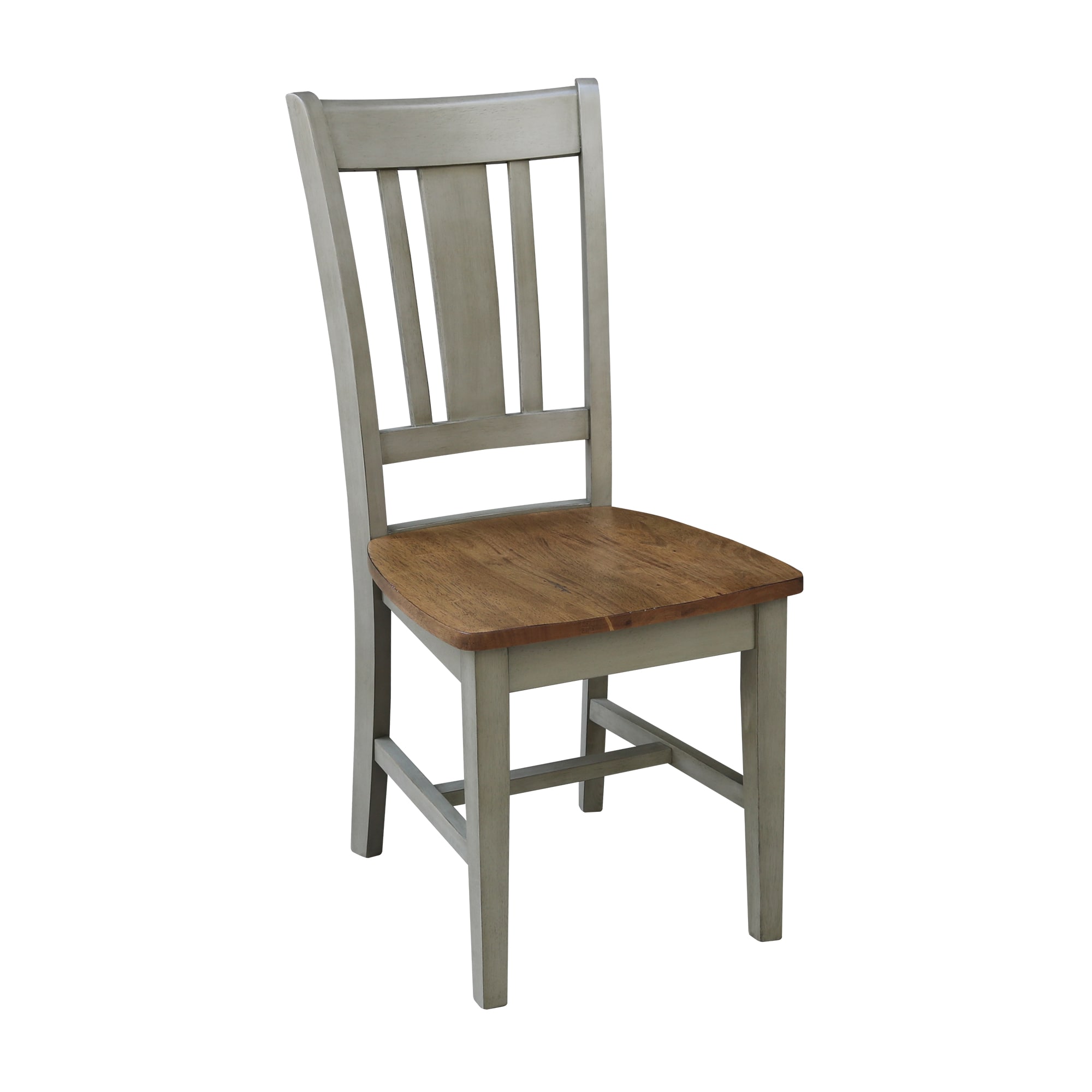 Distressed Hickory and Stone High Back Wood Dining Chairs