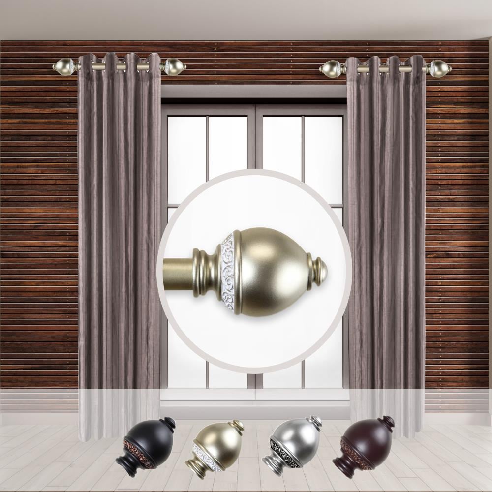 Hart & Harlow LO-SIDE100-15-3 Vince 1-in 12-in to 20-in Light Gold Steel Side curtain rod with Finials