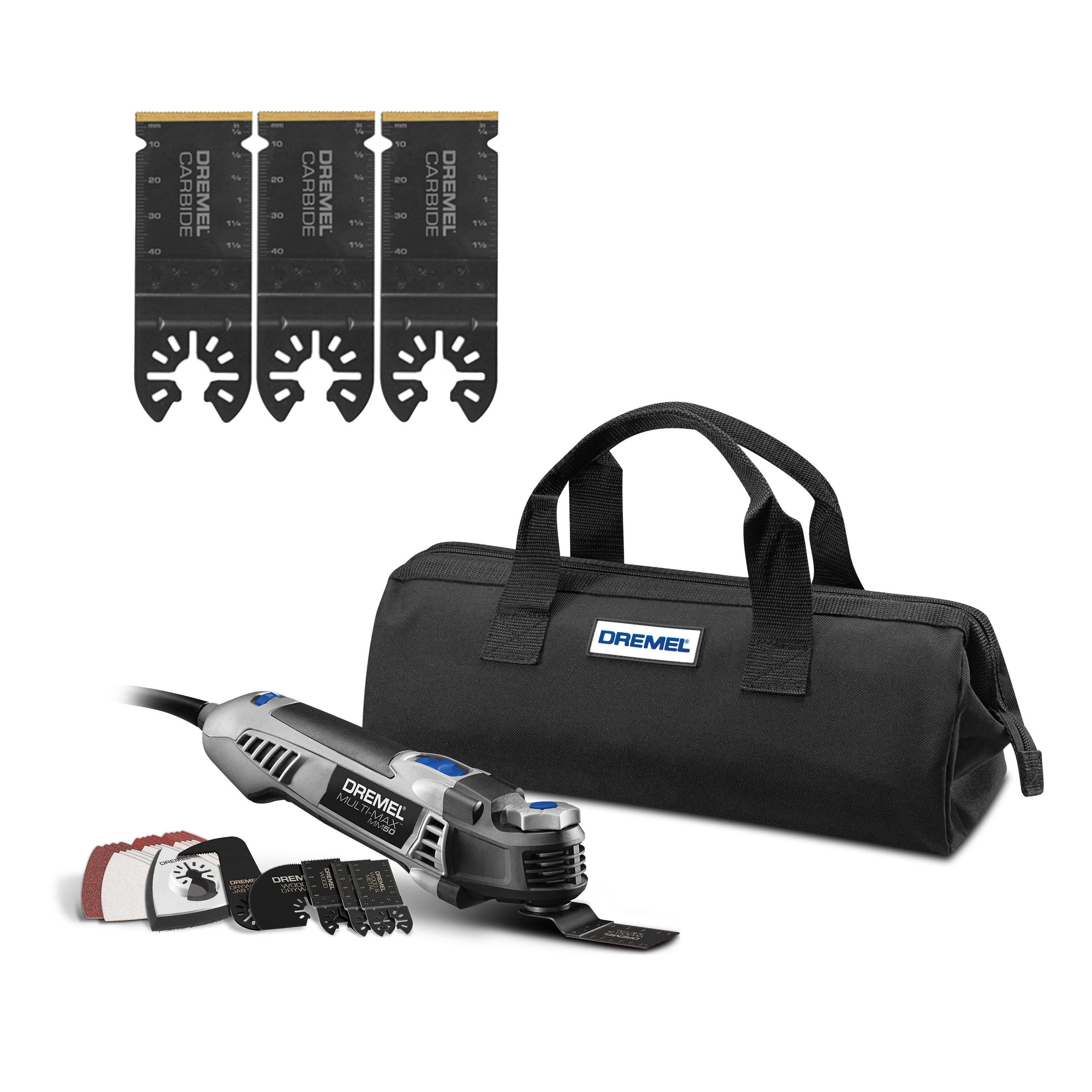 Dremel Multi-Max Corded 5 Amp Variable Speed Oscillating Multi-Tool Kit with 30 Accessories + 3-Pack Carbide Blades