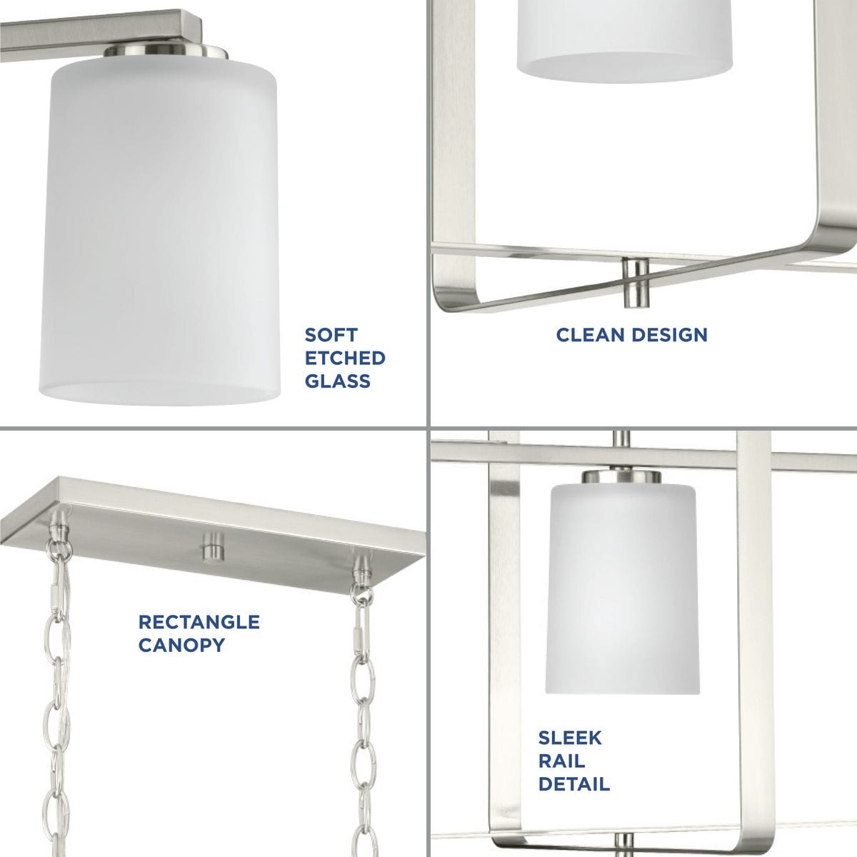 League 42'' Brushed Nickel Modern Farmhouse Chandelier with Etched Glass