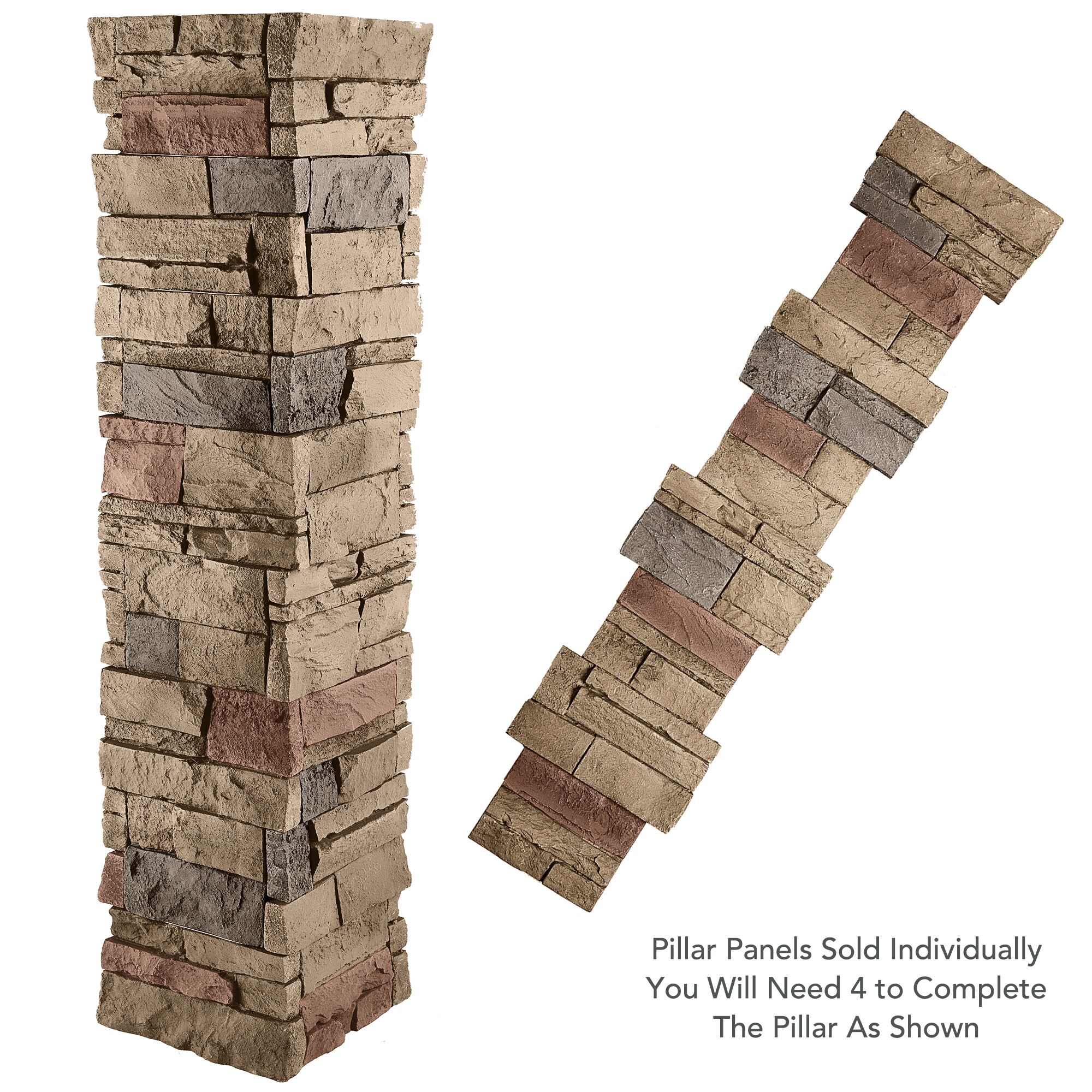 Genstone Genstone Stacked Stone Pillar Panel 328 Sq Ft Desert Sunrise Faux Stone Veneer At 6162