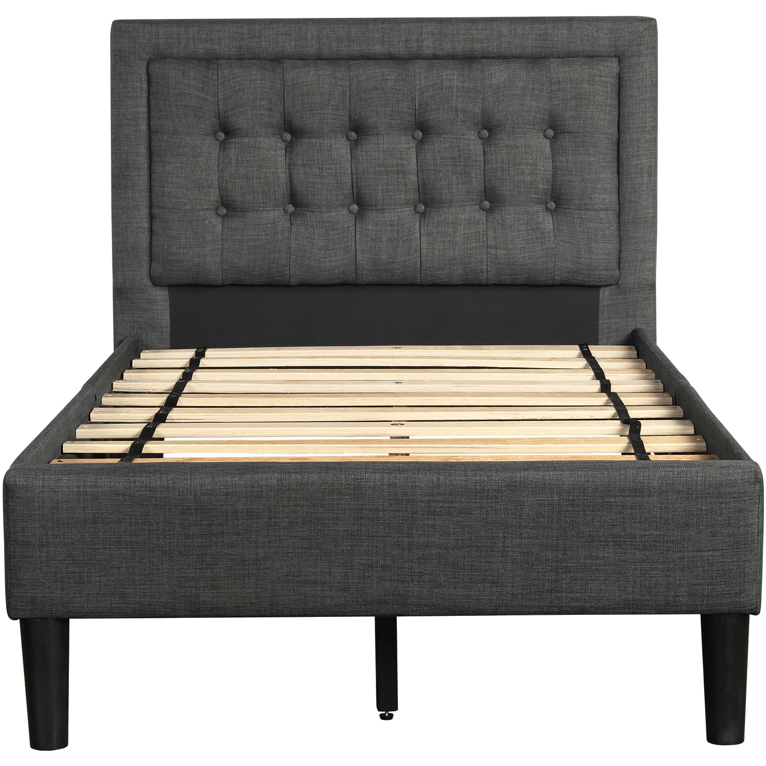 Mondawe Contemporary Upholstered Twin Button-Tufted Platform Bed (Gray ...