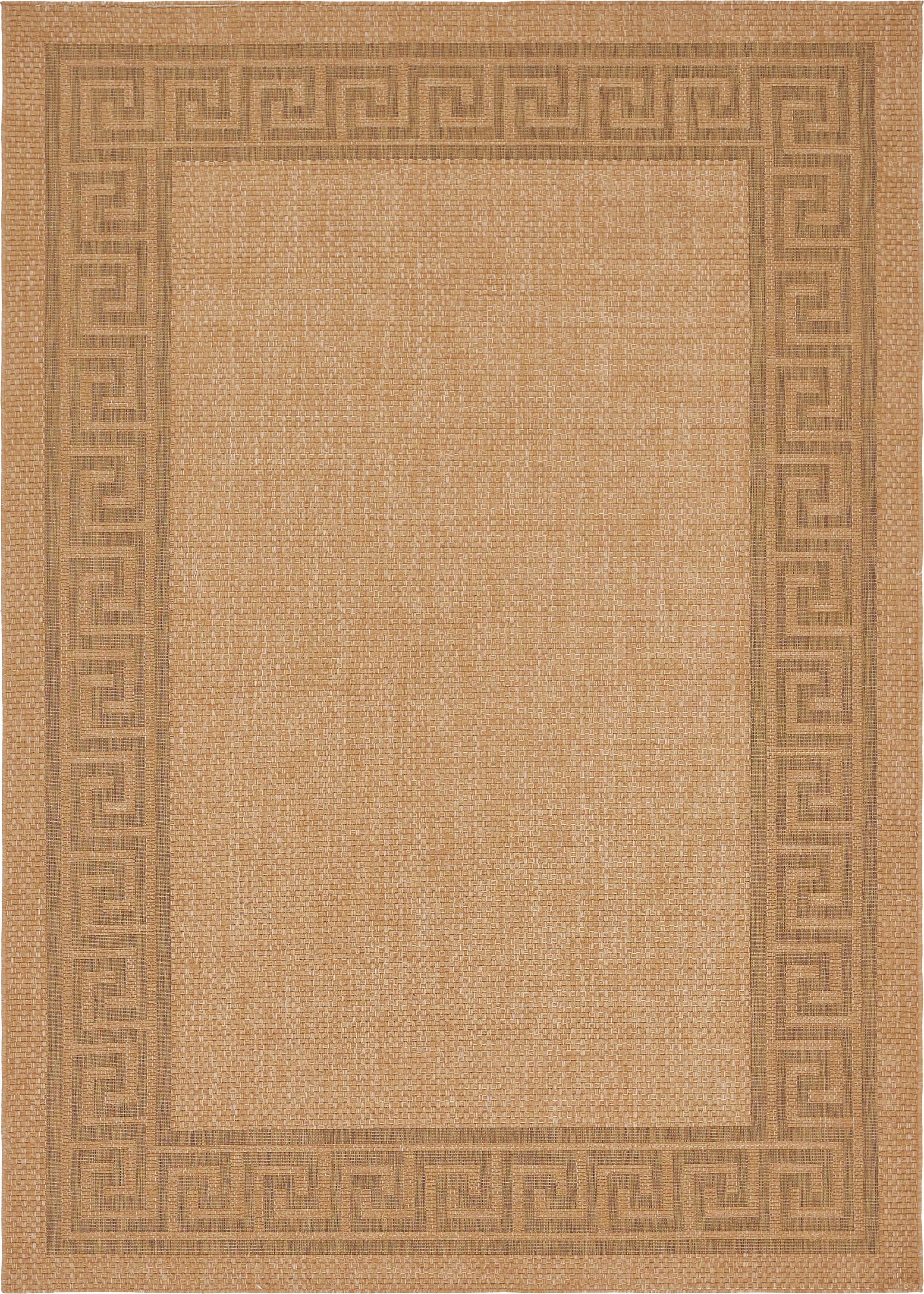 Unique Loom 3141272 Greek Key Outdoor 8 x 11 (ft) Loomed Polypropylene Brown/Tan Rectangular Indoor/Outdoor Geometric Global Area rug