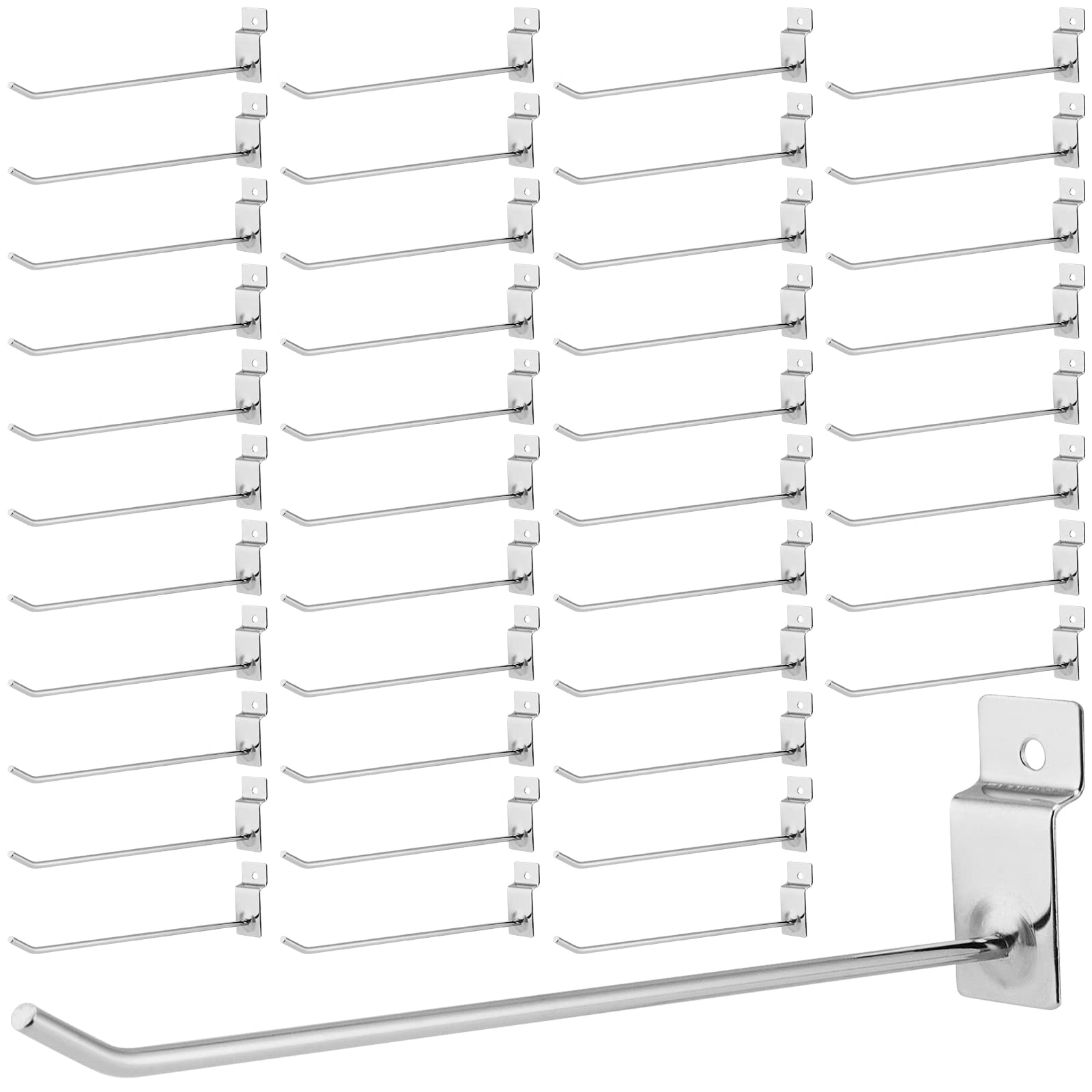 CYIKE  120 PCS 8 Inch Slatwall Panel Hooks Heavy Duty Metal Slat Wall Hangers for Garage Retail Shop Silver durable home and garden accessory