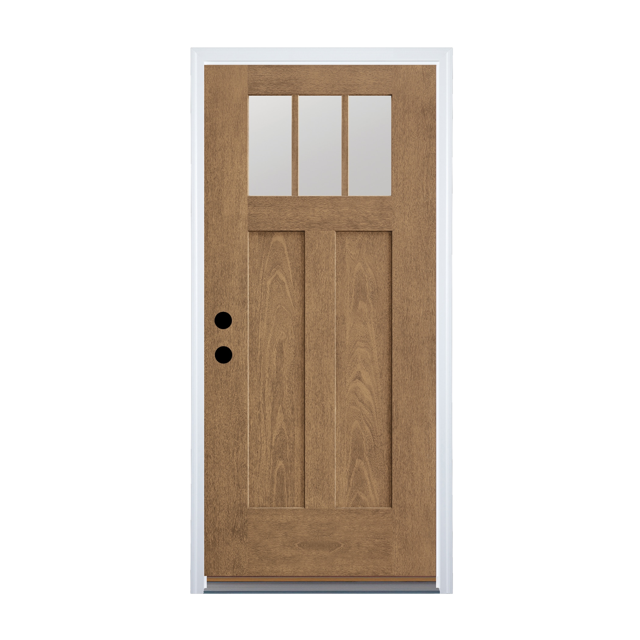 Therma-Tru PRO10126571 36-in x 80-in x 4-9/16-in Fiberglass Craftsman Right-hand inswing Beechwood Stained Prehung Front Door with Brickmould Insulating core with Grilles