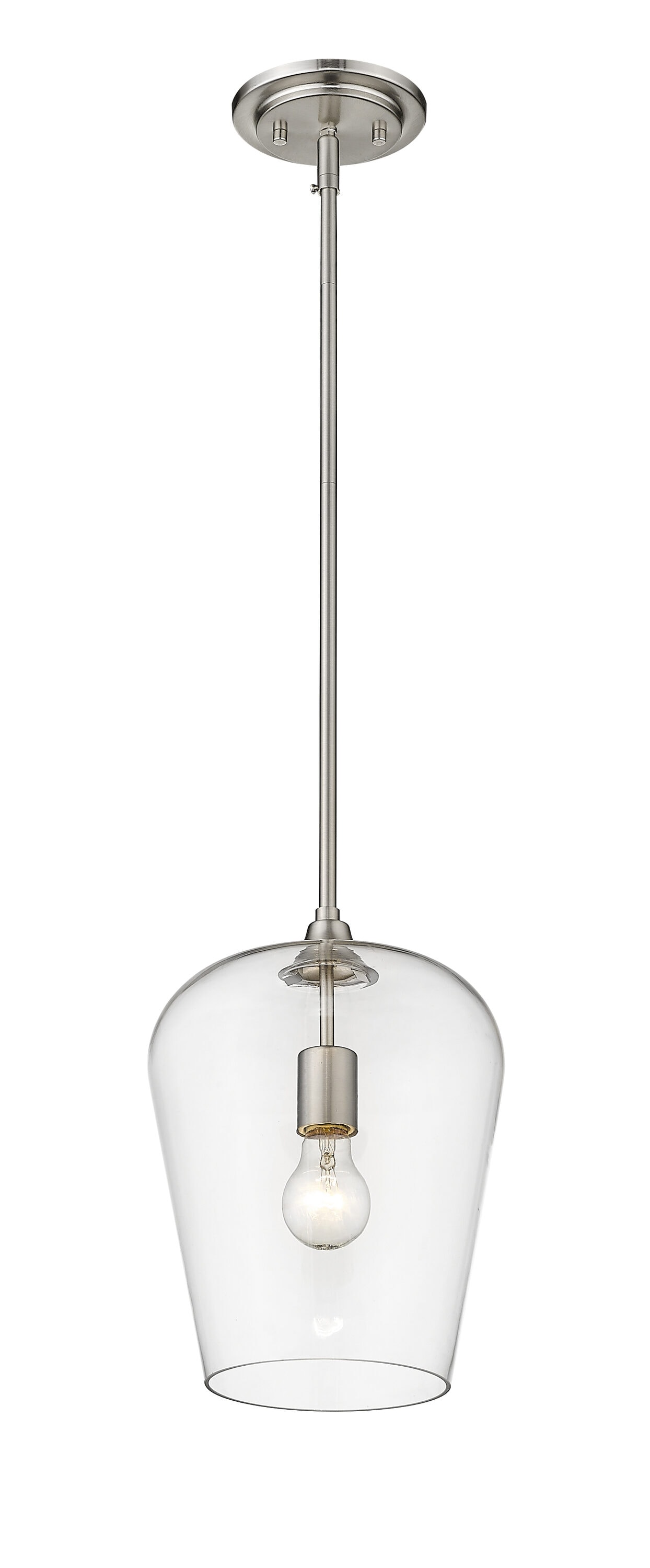 Joliet Brushed Nickel and Glass 12.25" Pendant Light