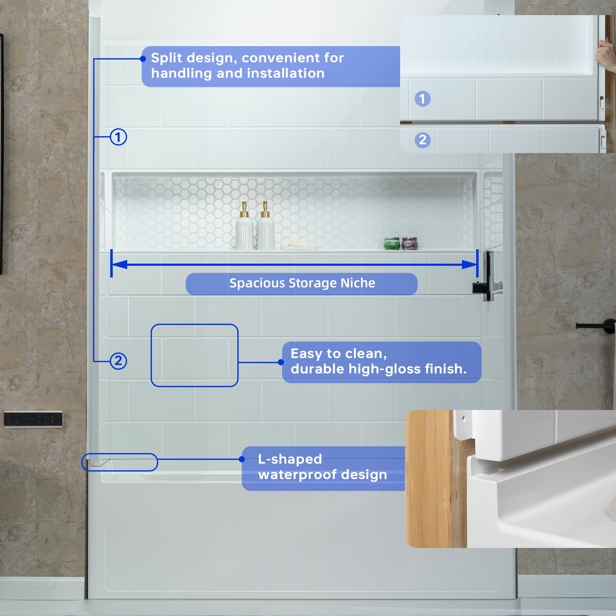 Woodbridge LSWP122 Bathtub-Wall-Surrounds - View #6