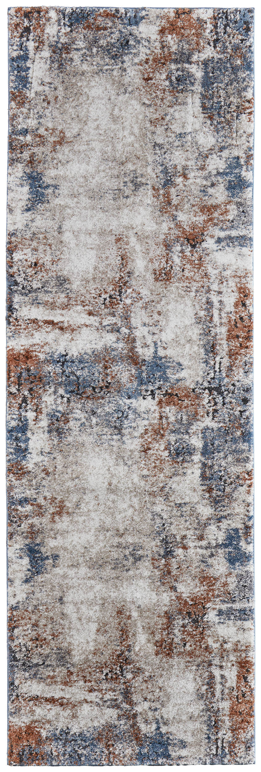 Room Envy GILR39MNIVYMLTI6A 2 x 8 (ft) Loomed Ivory/Blue/Taupe Rectangular Indoor Distressed/Overdyed Pet Friendly Runner rug