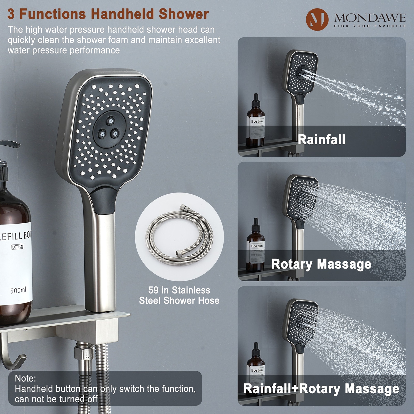 Mondawe MO-DT161MB Showerhead-Bar-Panels - View #10
