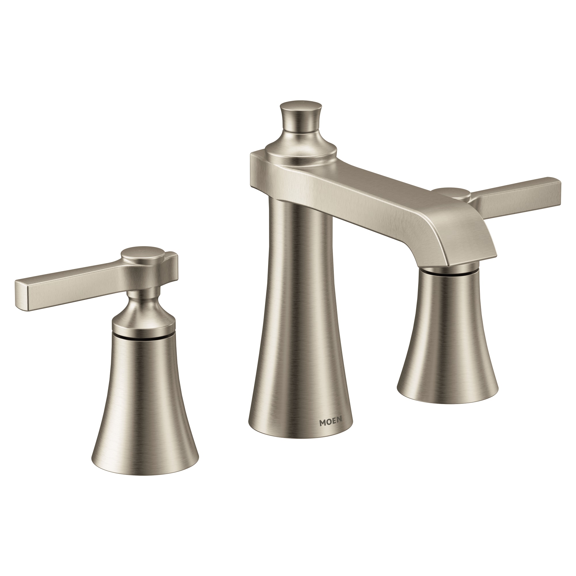 Moen TS6984BN Flara Brushed Nickel Widespread 2-handle WaterSense Low-arc Residential Handle Bathroom Sink Faucet with Drain
