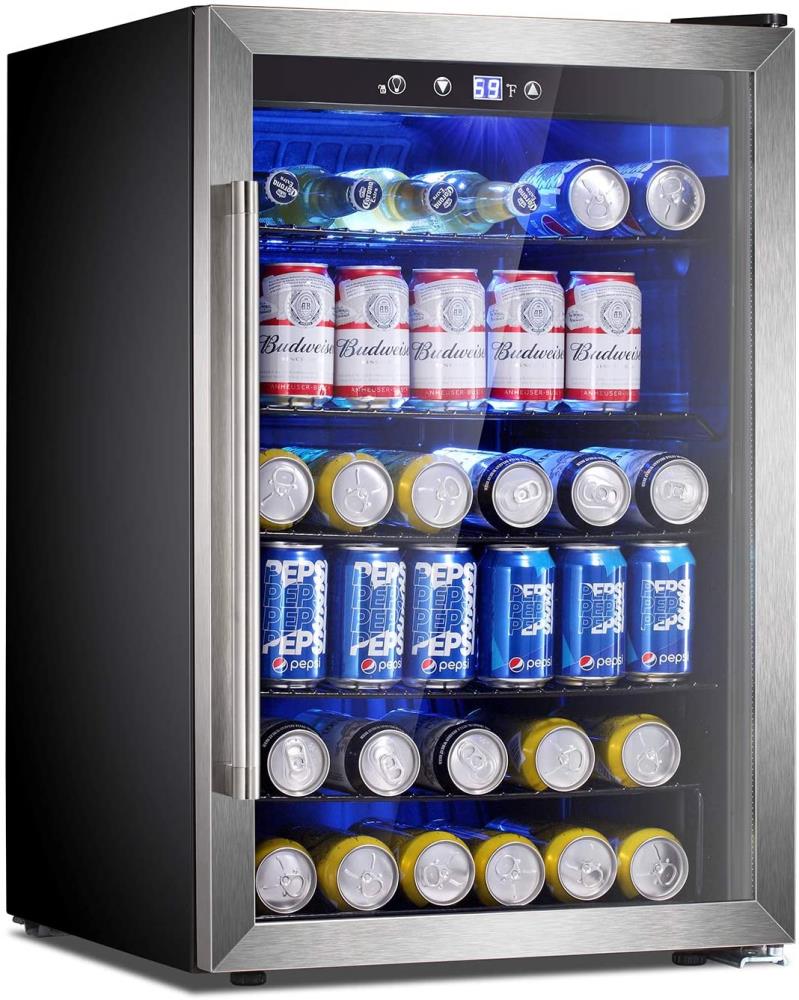 HOmeLabs Beverage Refrigerator And Cooler 120 Can Mini Fridge With ...