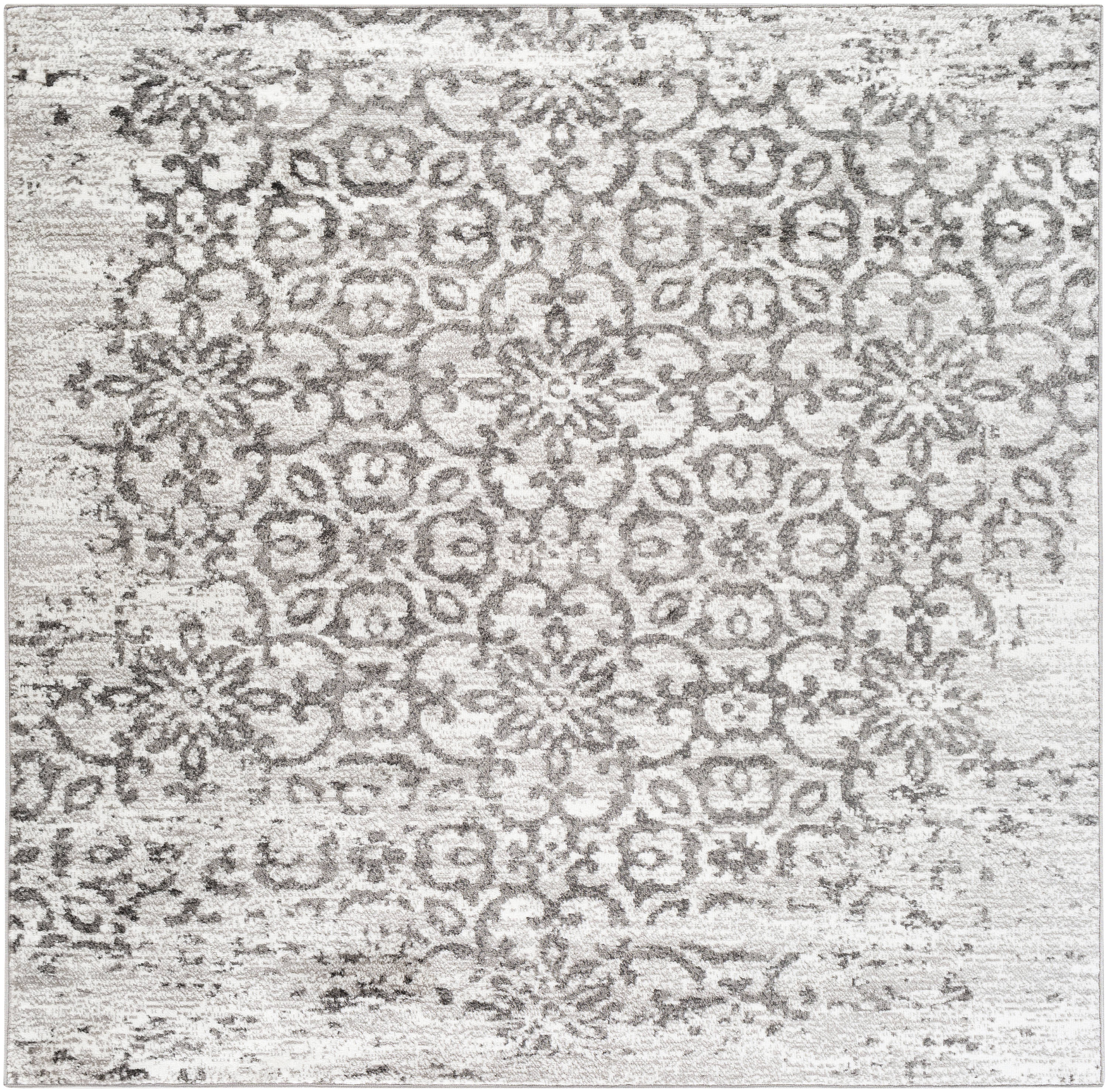 Surya MNC2306-67SQ Monte Carlo 7 X 7 White/Charcoal Square Indoor Trellis Vintage Area Rug