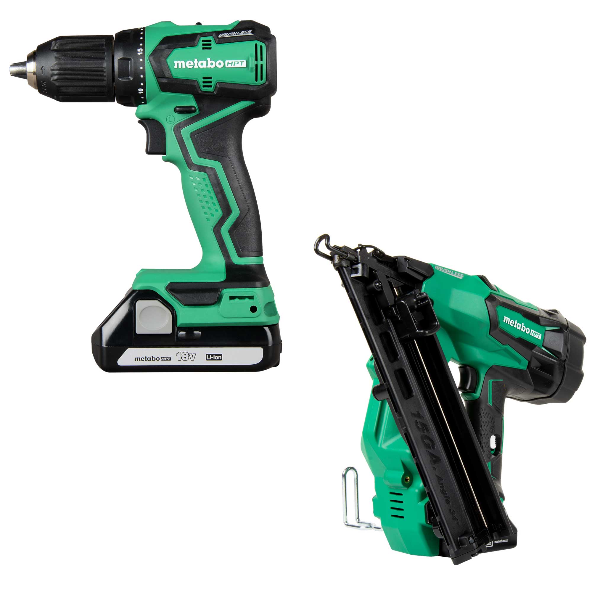Metabo HPT MultiVolt 18-volt 1/2-in Keyless Brushless Cordless Drill (2-batteries included and Charger included) with MultiVolt 18-Volt 15-Gauge
