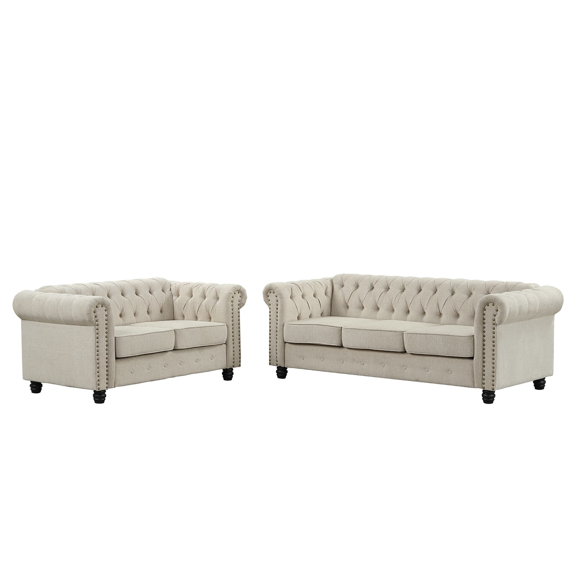 FARATI 8702-2+3 Modern 2 -Piece Beige Living Room Set