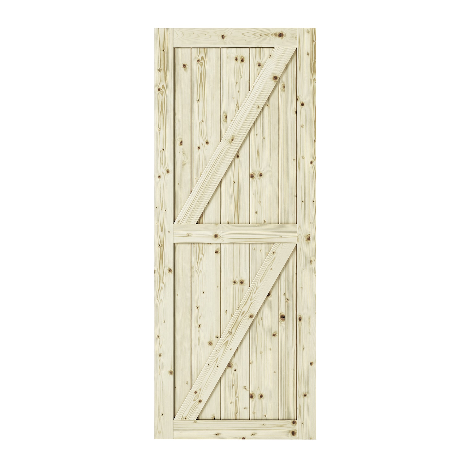 RELIABILT RDFCK-33-ECOM 33-in x 84-in Natural Unfinished Z-frame Pine Wood Solid core Single Barn Door (Hardware Not Included)