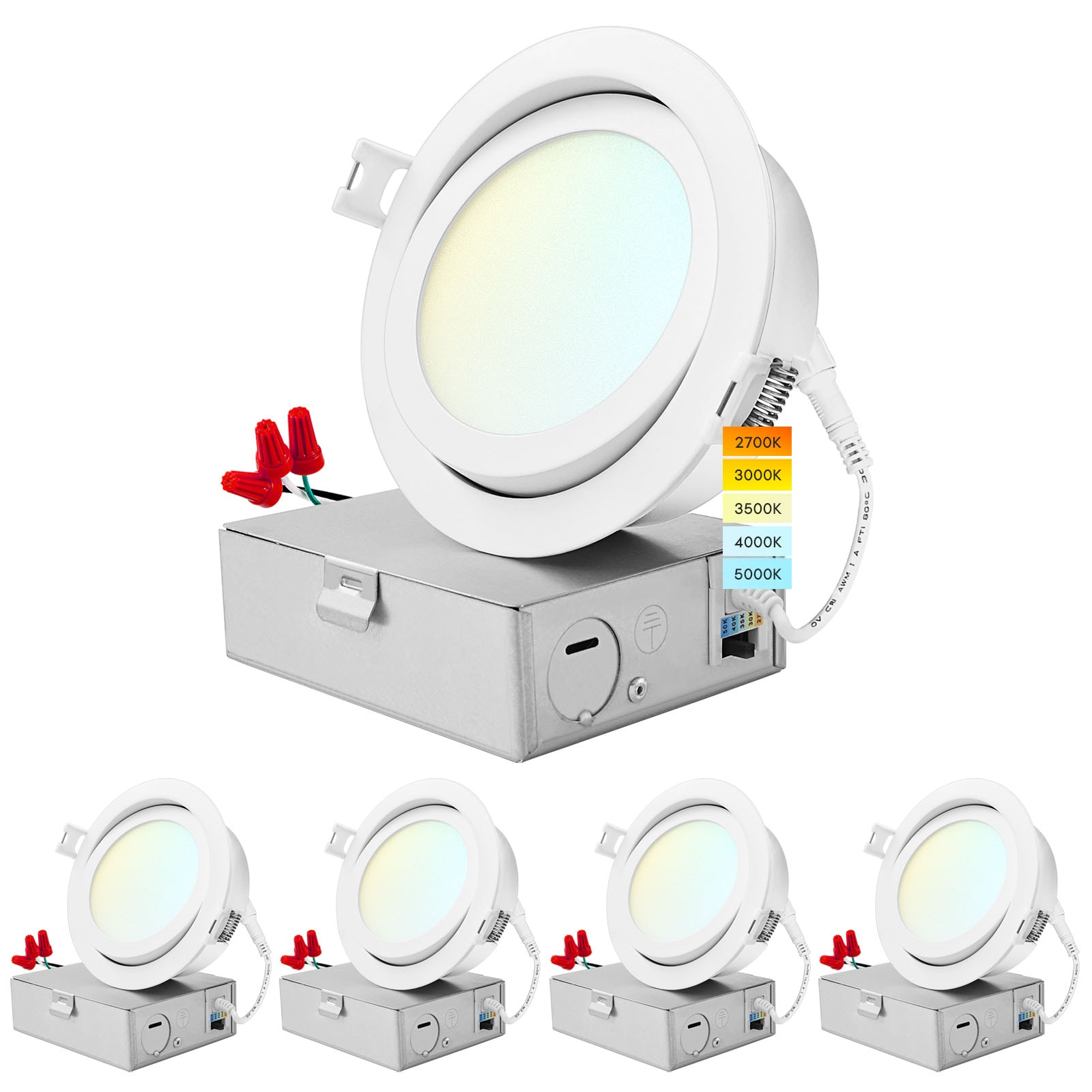 White 4'' Dimmable LED Canless Recessed Lighting Kit with Adjustable Color Temperature
