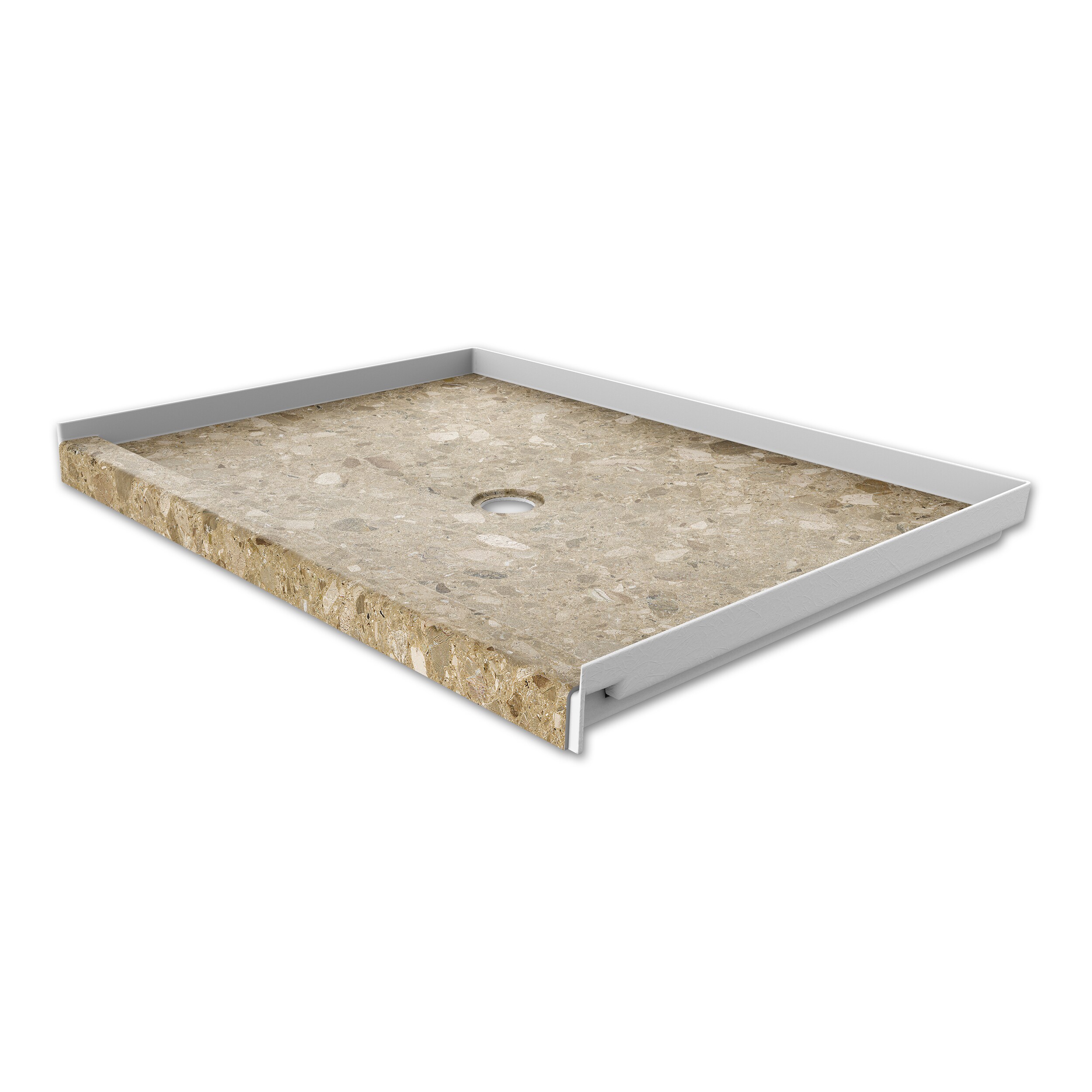 FlexStone FLXSBC4834PF 34-in W x 48-in L x 3.625-in H Petrafini Rectangle Shower Pan Base (Center Drain)