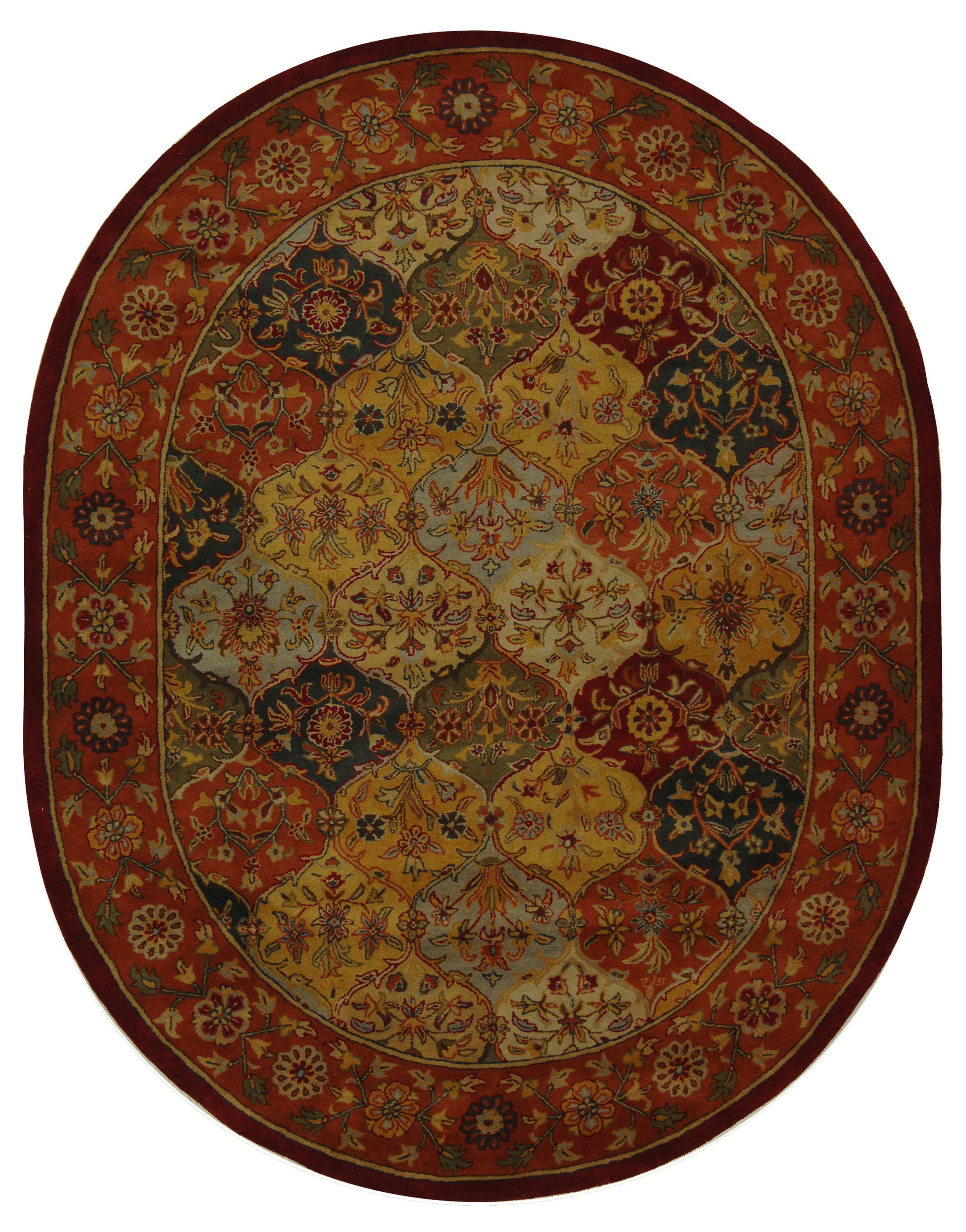 Safavieh HG510B-5OV Heritage Baktiari 5 x 7 (ft) Tufted Wool Multi/Red Oval Indoor Floral/Botanical Oriental Area rug