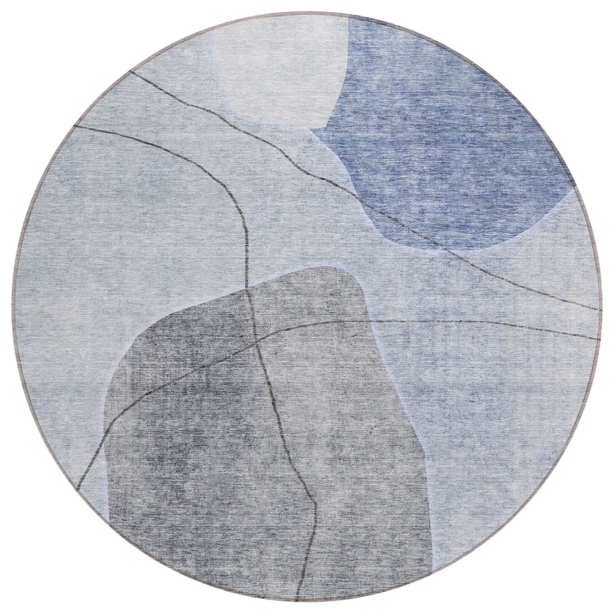 Addison Rugs ACN672BU8RO Chantille ACN672BU 8 x 8 (ft) Polyester Blue Round Indoor/Outdoor Geometric Machine washable Area rug