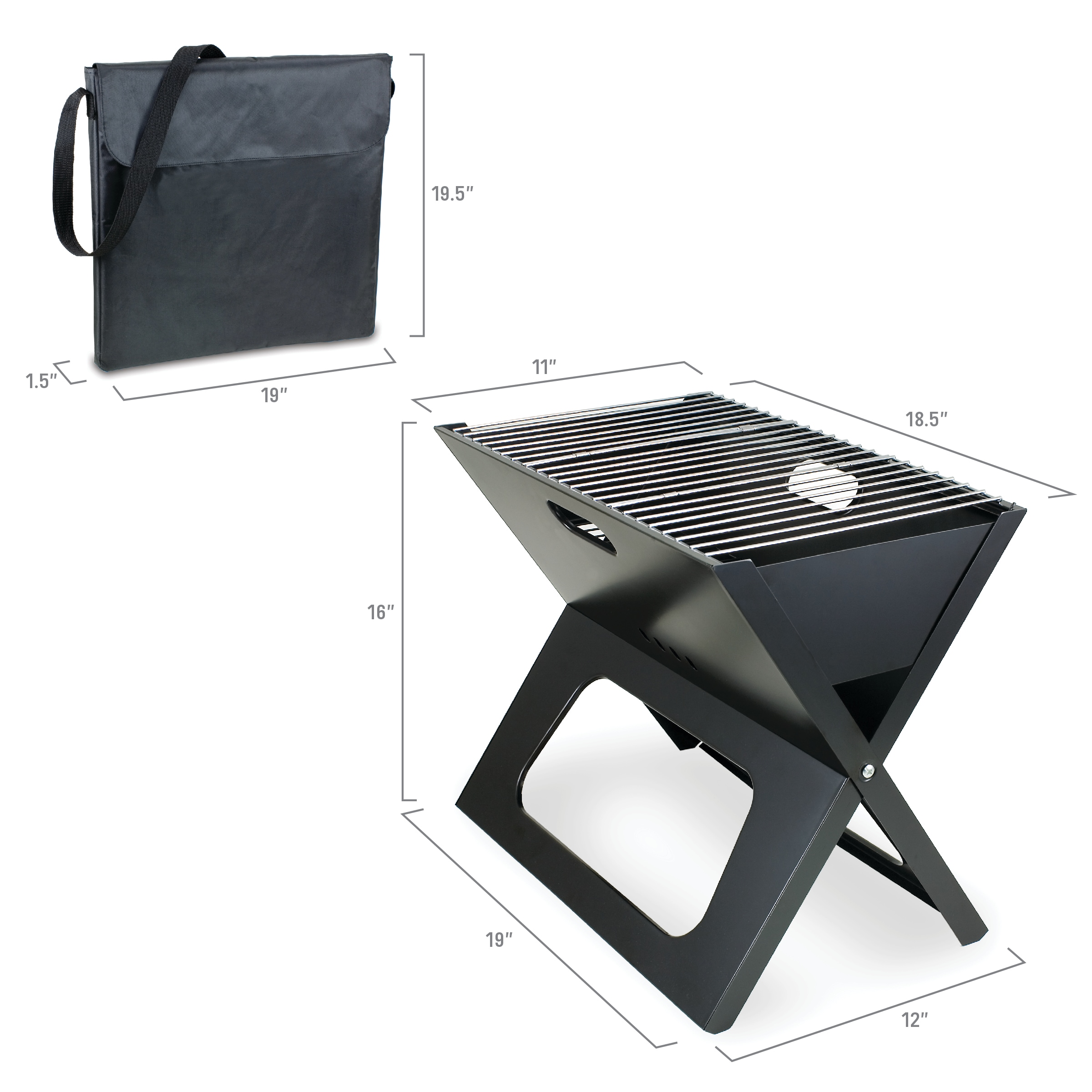 Picnic Time 203-Sq in Black Portable Charcoal Grill in the Portable ...