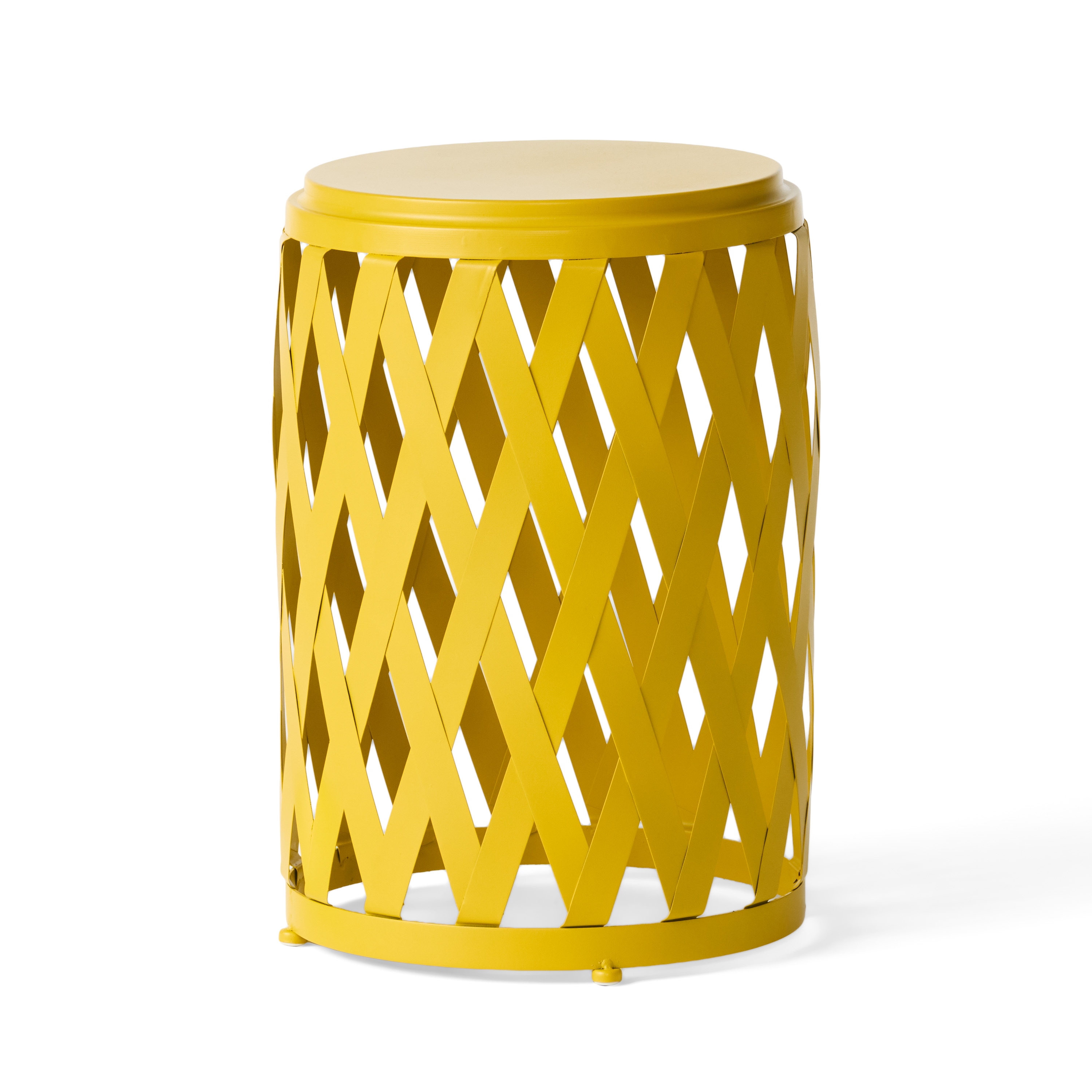 AHIOU HOME ZAAHG-60790.00LYLWGS 22.75-in Yellow Steel Barrel Garden Stool