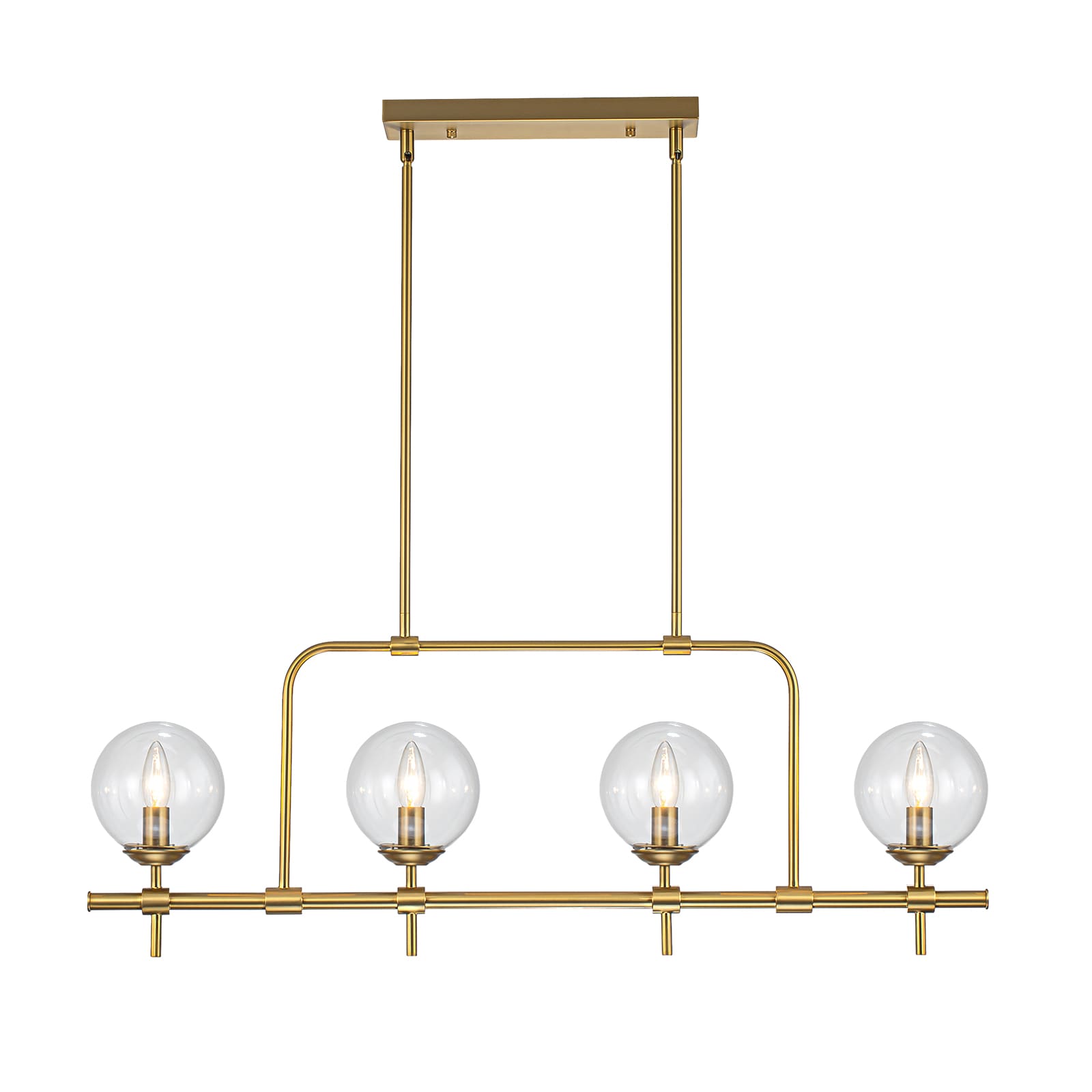 EDISLIVE Y81010000050598 4 -Light Gold Industrial Clear glass Linear Large Hanging Kitchen island light
