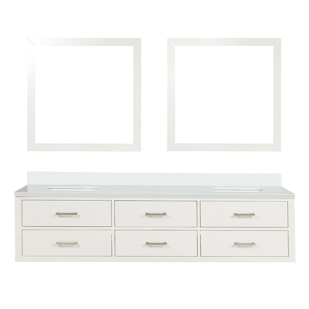 Lexora LVSO80DA210 Southold 80-in White Undermount Double Sink Floating Bathroom Vanity with White Quartz Top (Mirror Included)