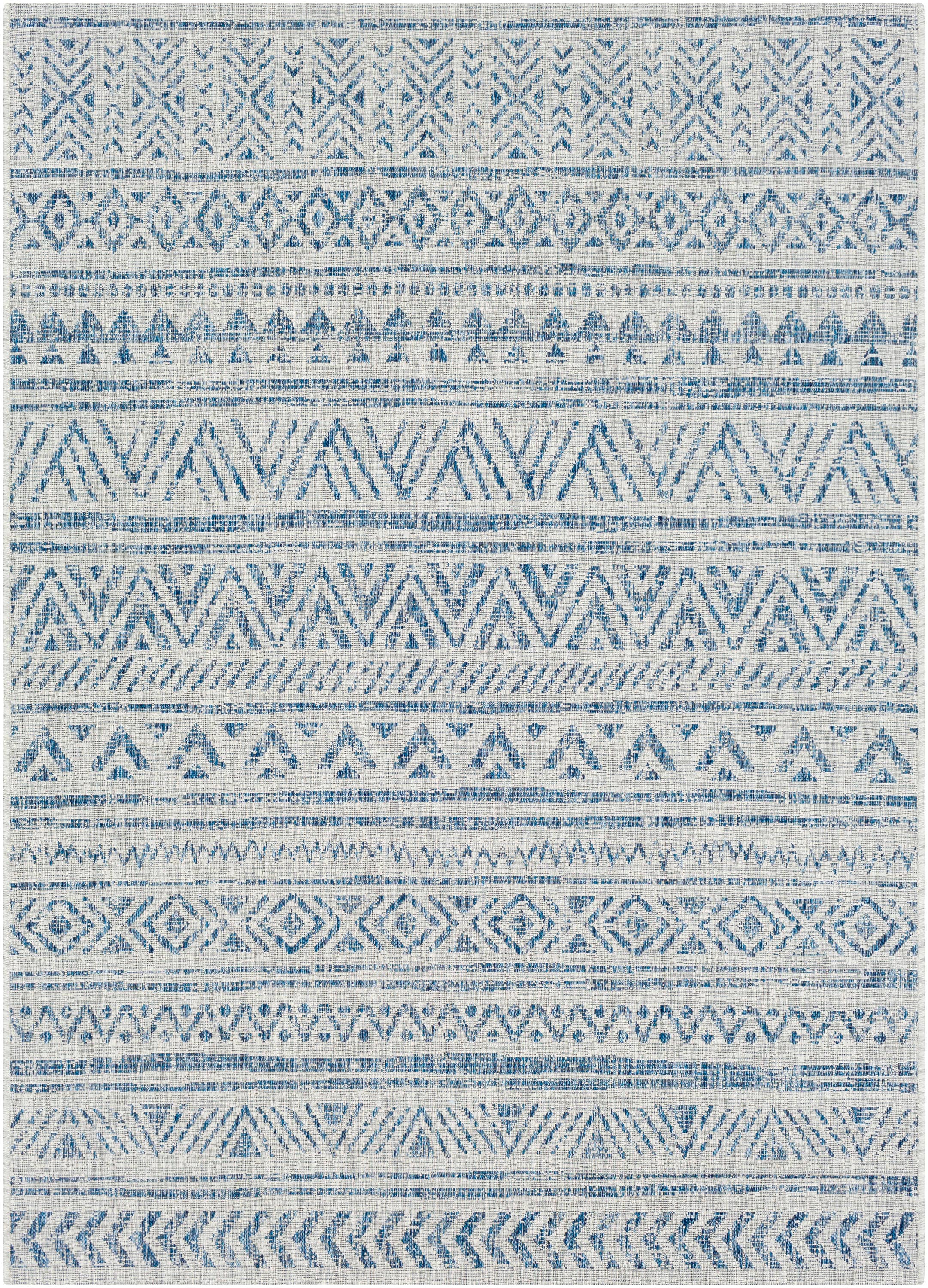 Livabliss EAG2306-679OV Eagean 7 x 9 (ft) Polypropylene Blue Oval Indoor/Outdoor Chevron Global Area rug