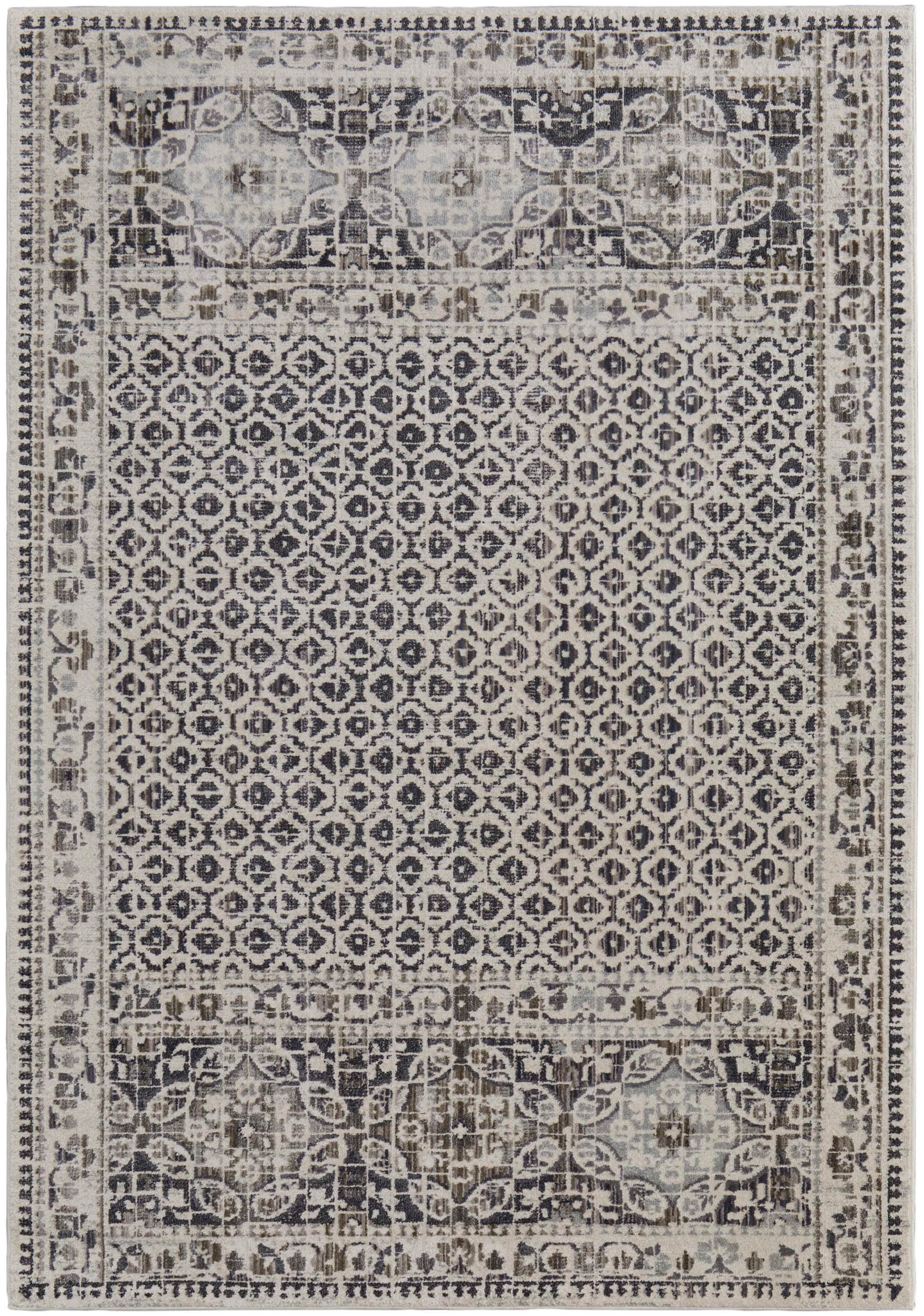 Room Envy 864R3874GRYIVYF10 8 x 10 (ft) Loomed Polypropylene Ivory/Taupe/Gray Rectangular Indoor Distressed/Overdyed Area rug