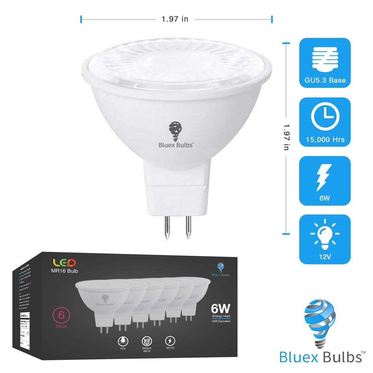 Bluex Bulbs COLOR-PINK-MR16-6W Dec-Led-Light-Bulbs - View #2