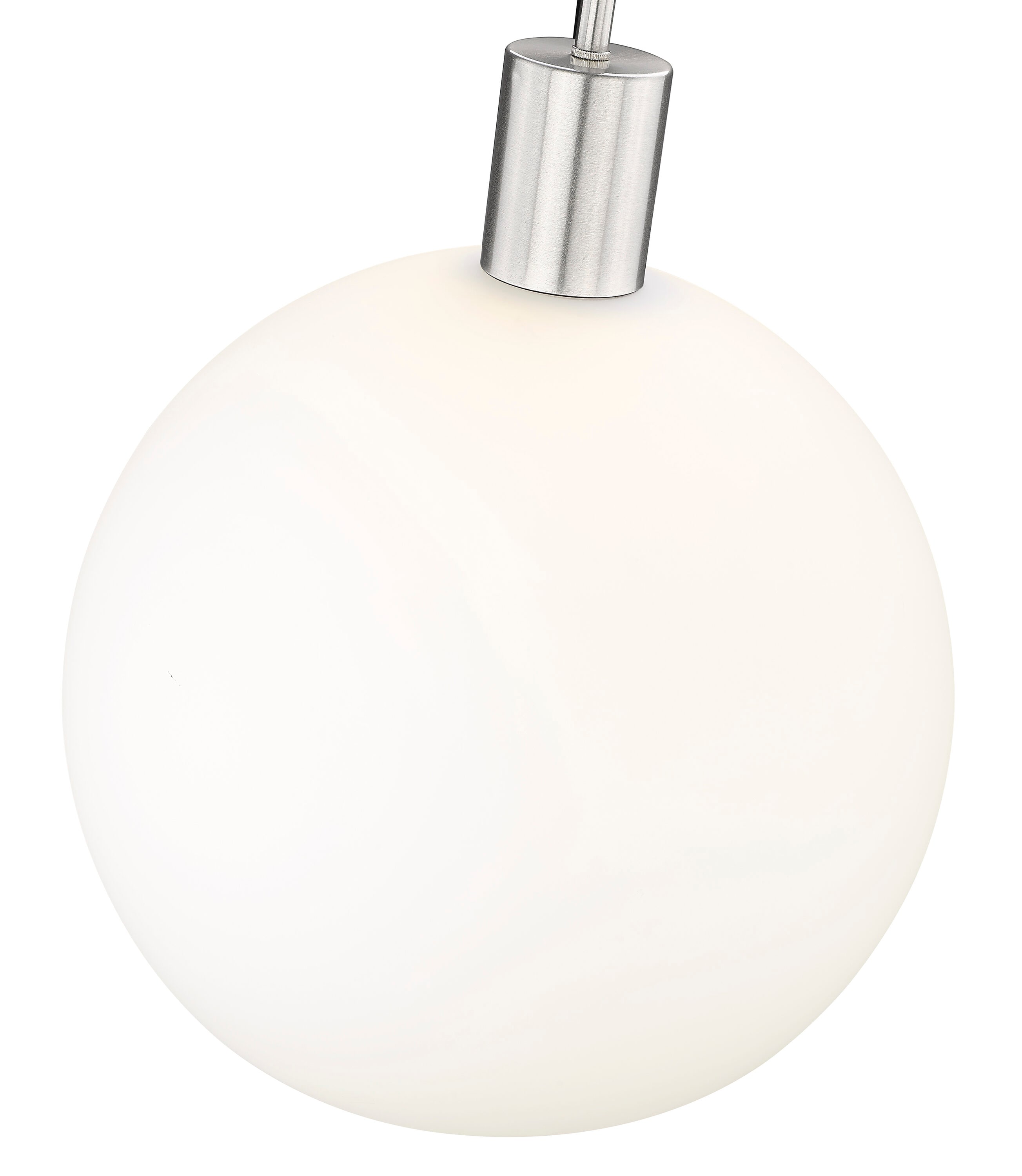 Brushed Nickel Globe Pendant with White Glass Shade