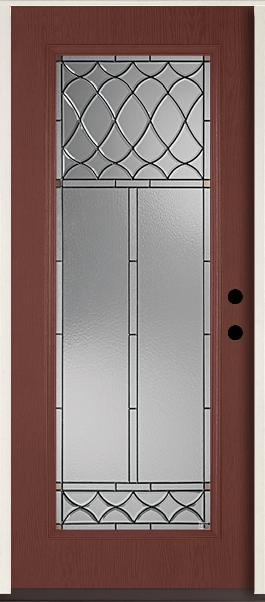 RELIABILT LO964080 Sheldon 36-in x 80-in x 4-5/8-in Fiberglass Full lite Left-hand inswing Wineberry Stain Stained Prehung Front Door Insulating core